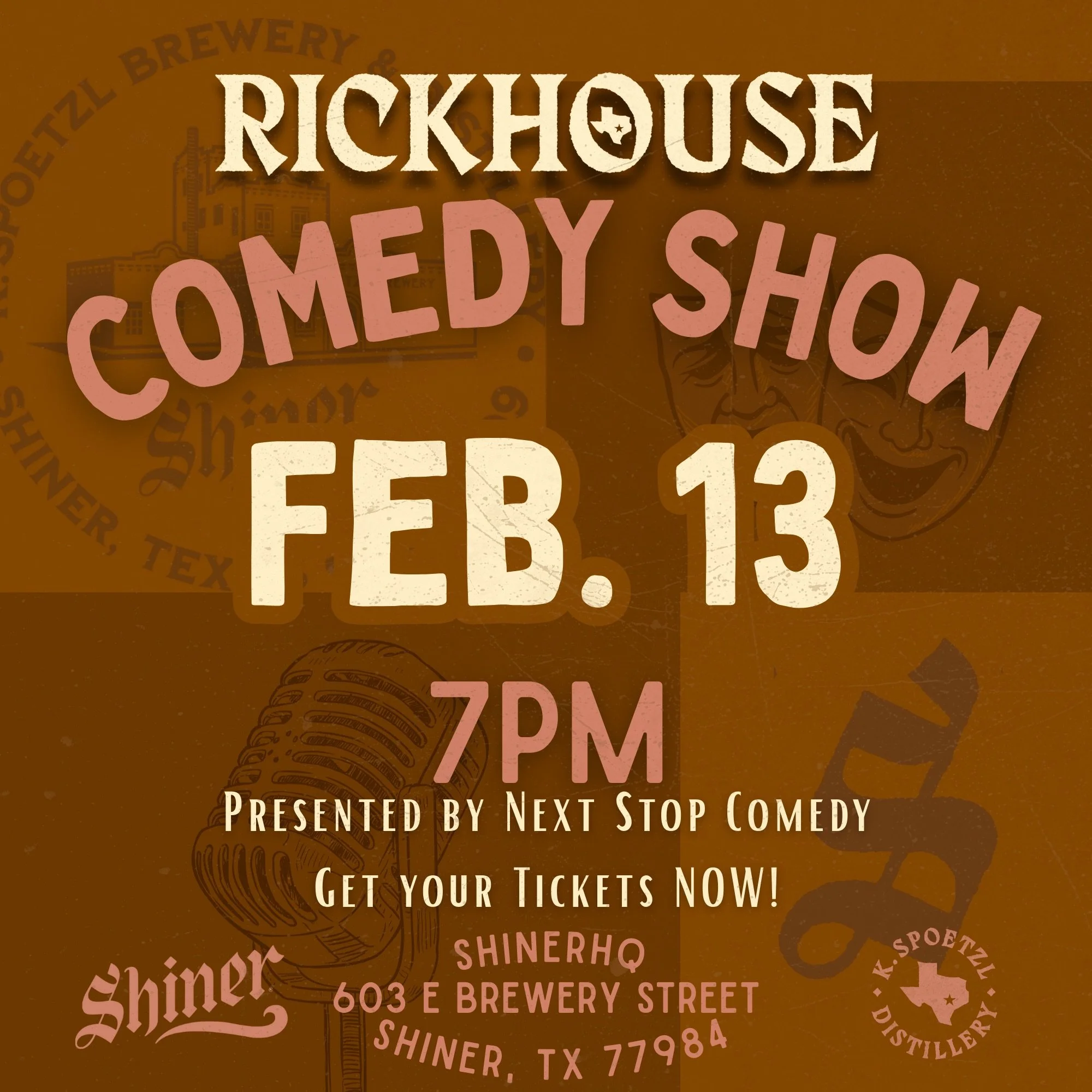 Comedy Night at the Rickhouse at Spoetzl Brewery | Shiner, TX