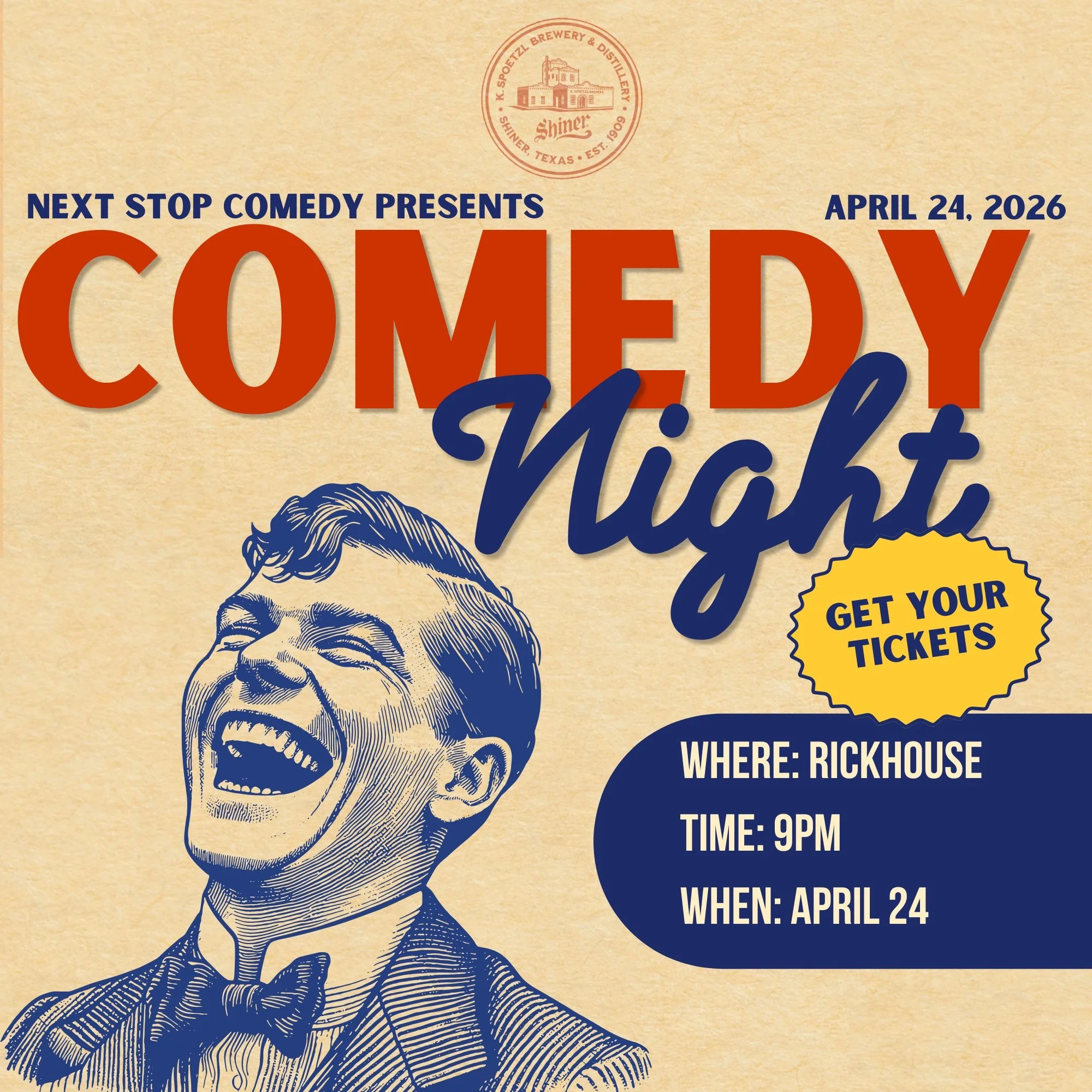 Comedy Night at Spoetzl Brewery & Distillery | Shiner, TX Distillery Event