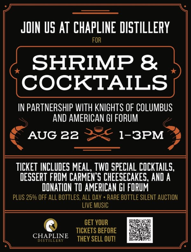 Shrimp & Cocktails at Chapline Distillery | August 22