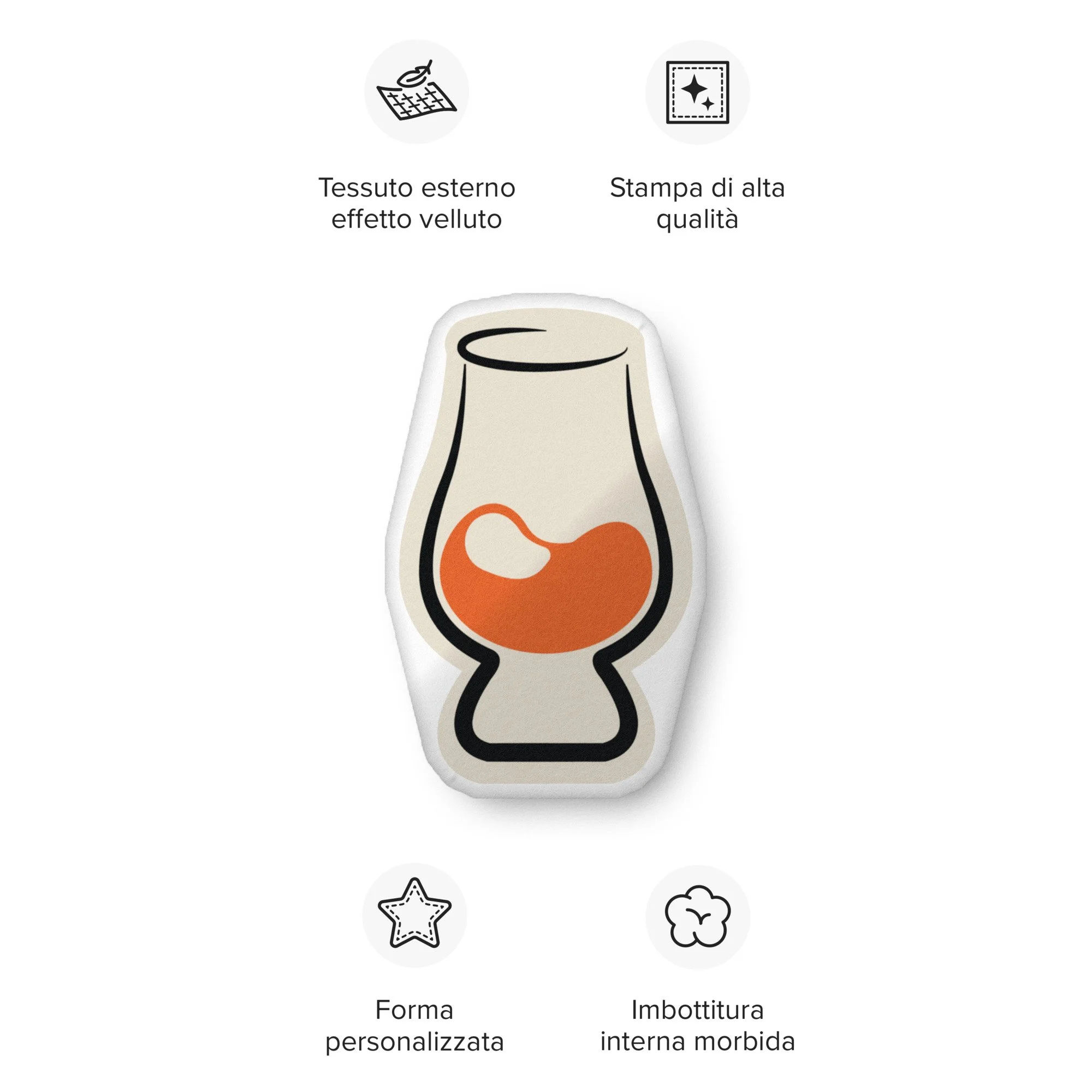 Whiskey Geek Glencairn-Shaped Pillow