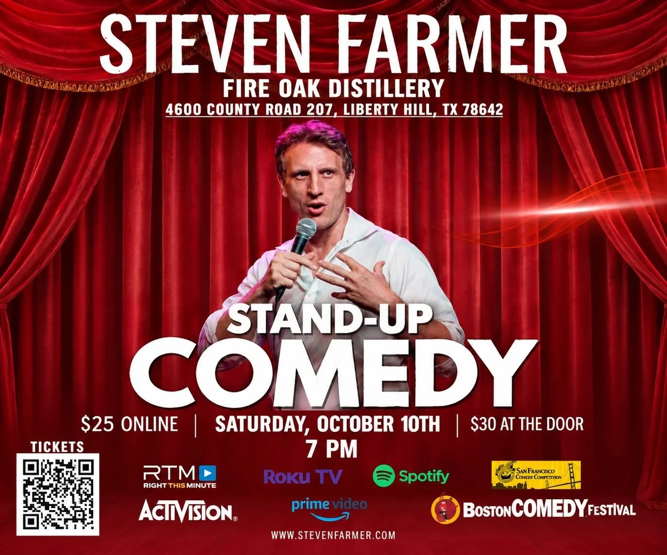Steven Farmer Comedy at Fire Oak Distillery | Liberty Hill