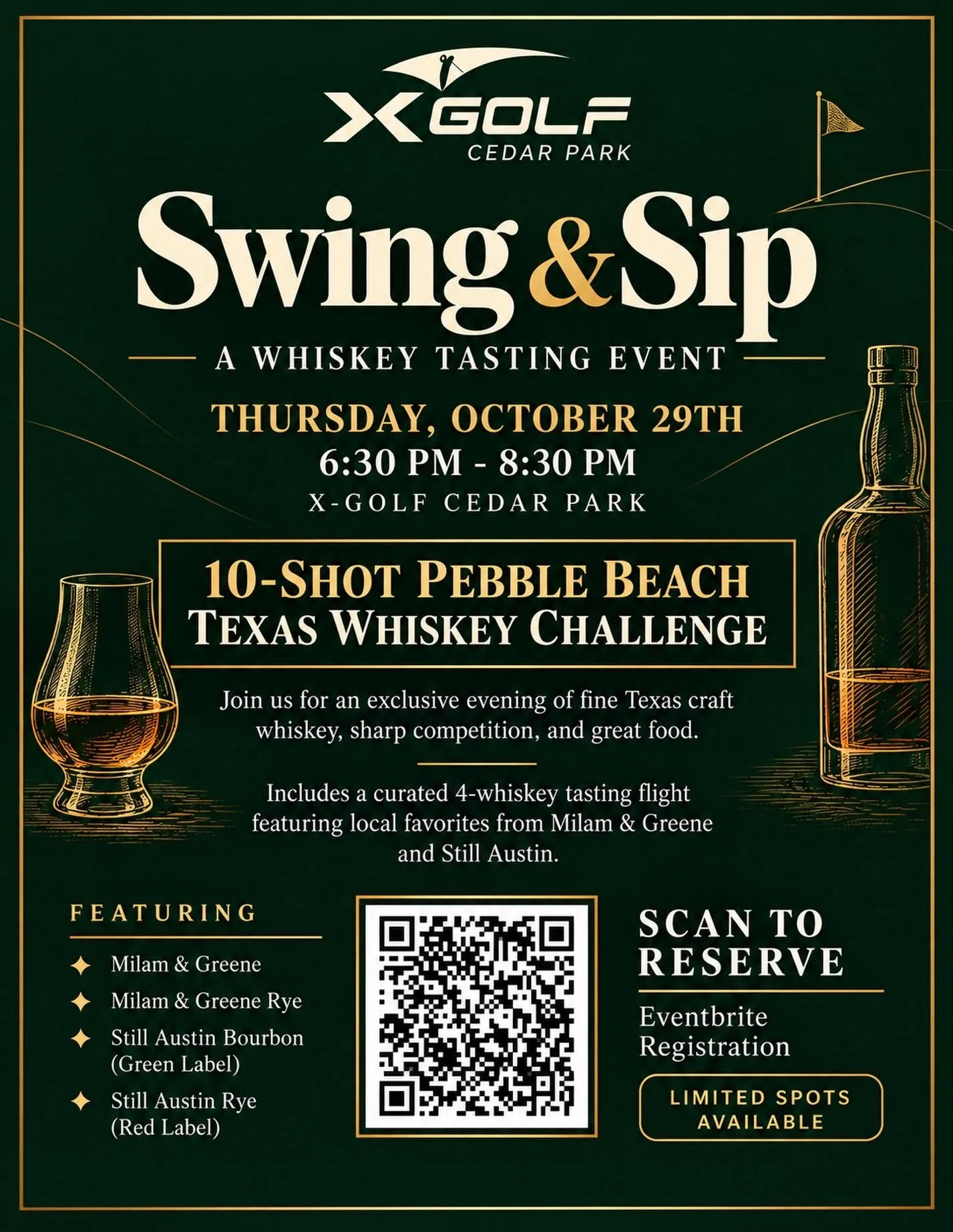 Swing & Sip Brings Texas Whiskey and Golf to X-Golf Cedar Park – October 29, 2026
