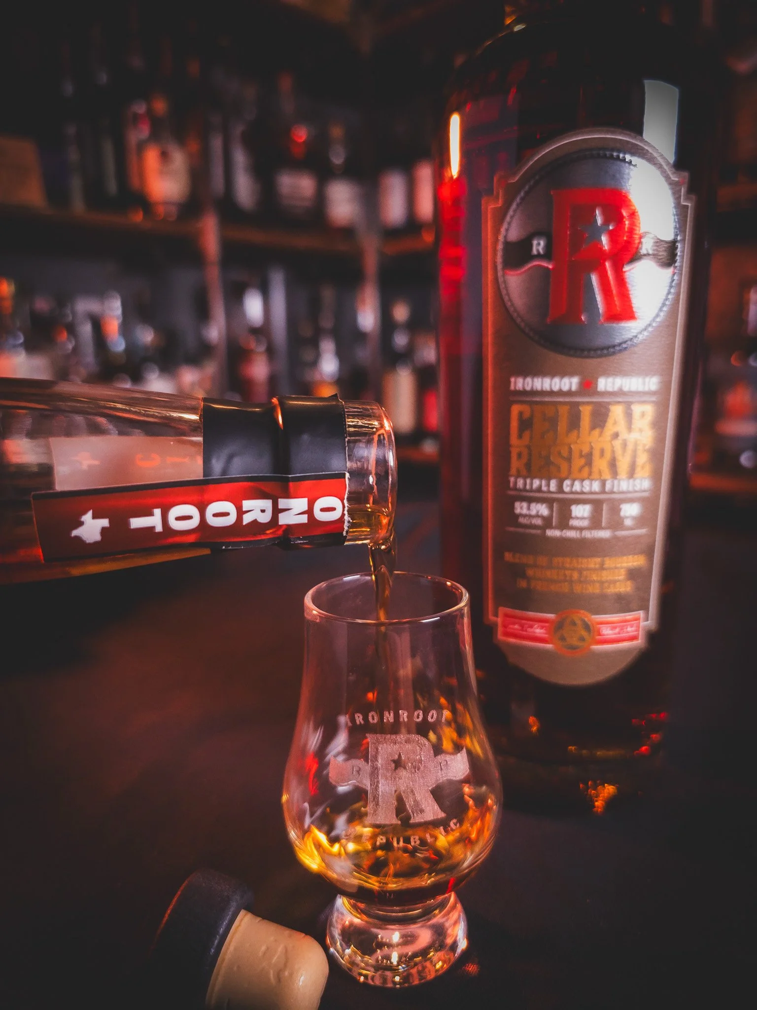 Pouring some whiskey into a glass