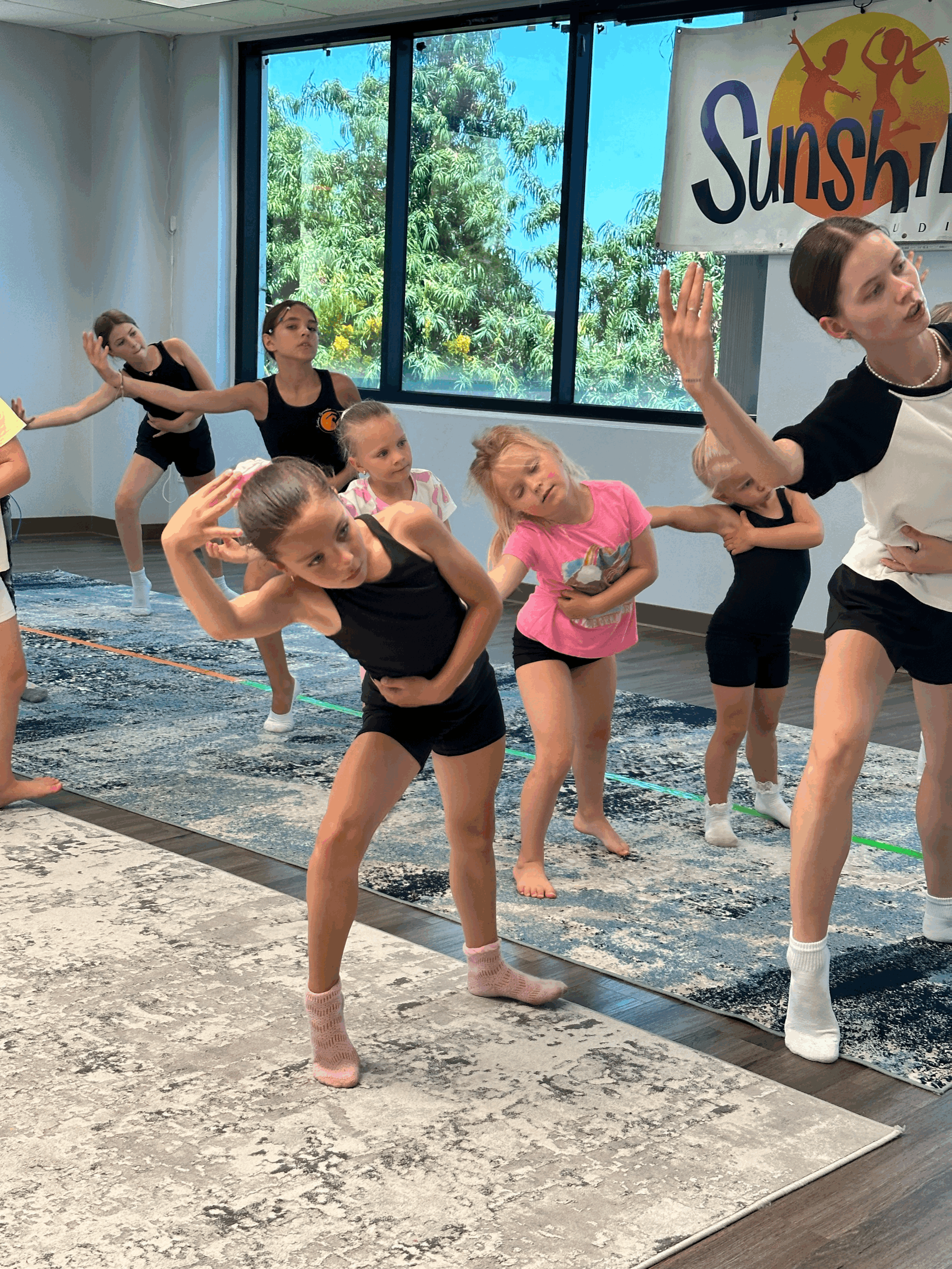 Contemporary dance class at summer camp