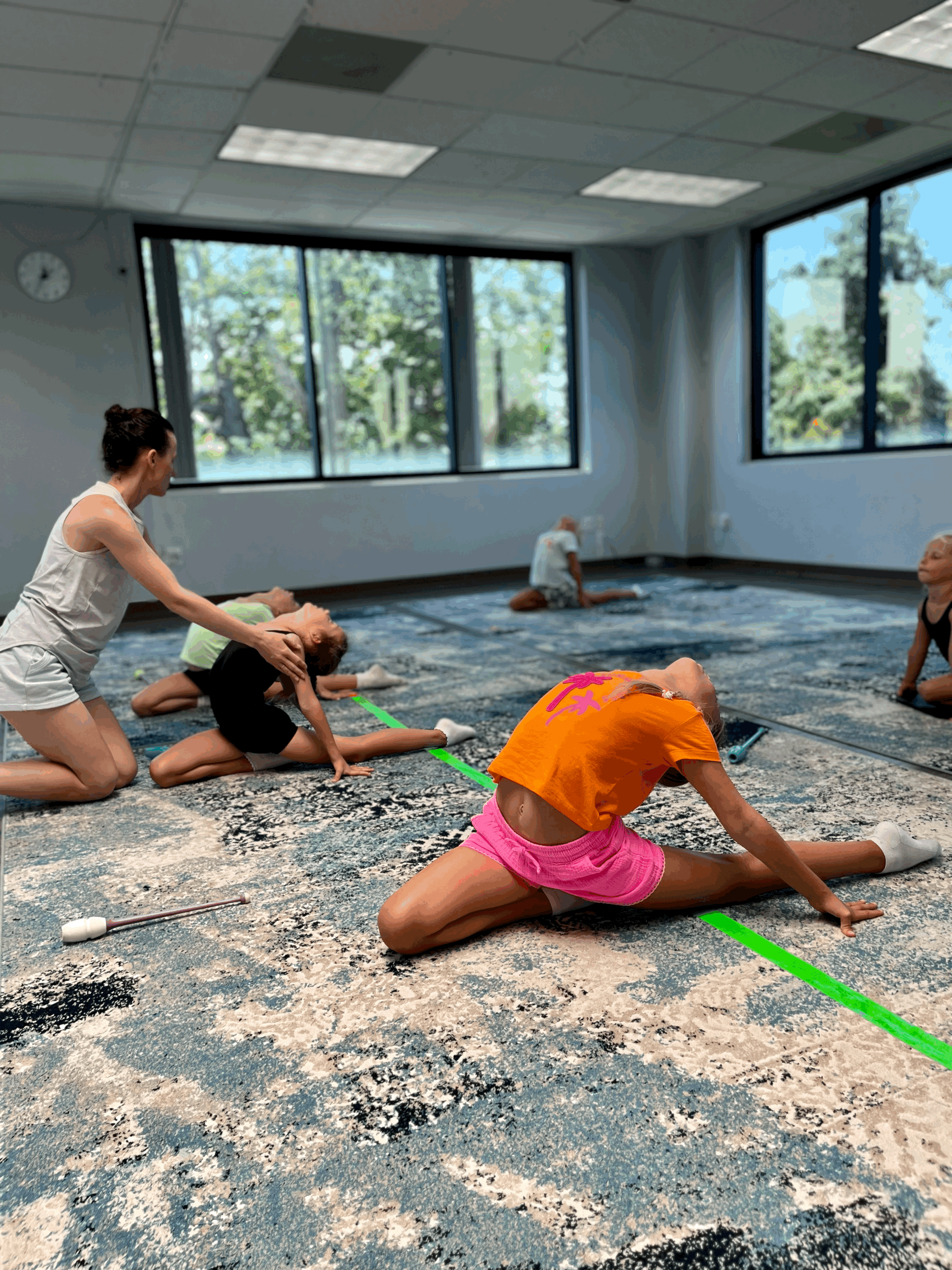 Stretching at summer camp