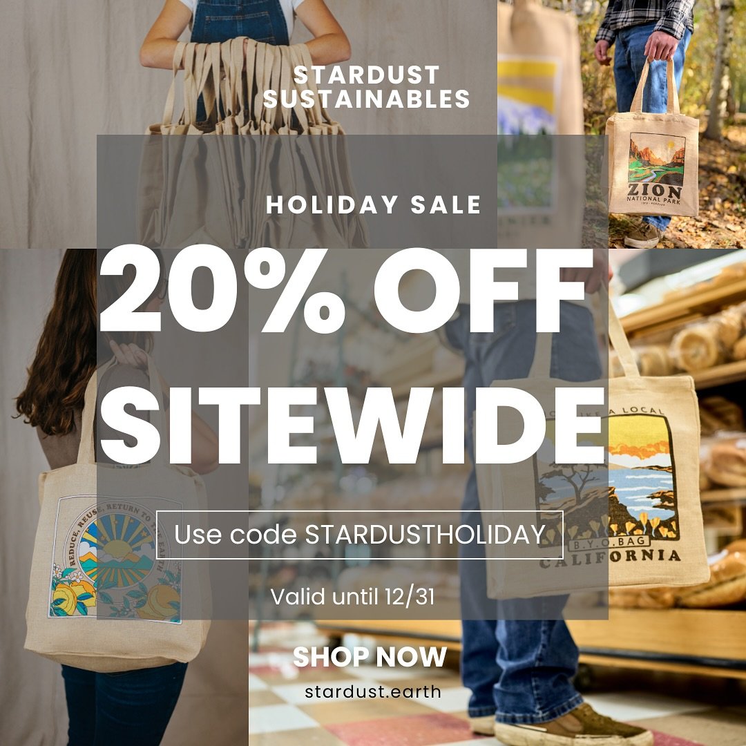 Don&rsquo;t miss out on this sale! Get 20% off any order! Go to stardust.earth to start shopping now! 

#reusablebags #sustainable #sale #blackfriday