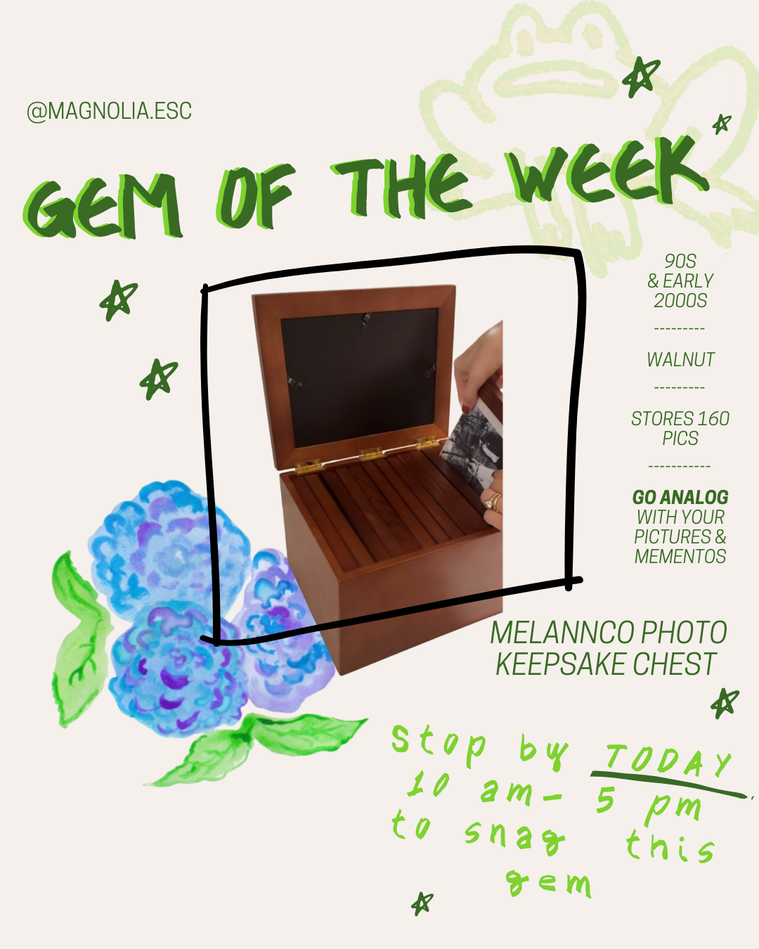 In addition, it feels genuine to the brand - the owner of Magnolia loves to go thrifiting for specific ‘gems’ in their free time - so it keeps content flowing that is true to the humans behind it.

In the marketing timeline doc, this segment is intro