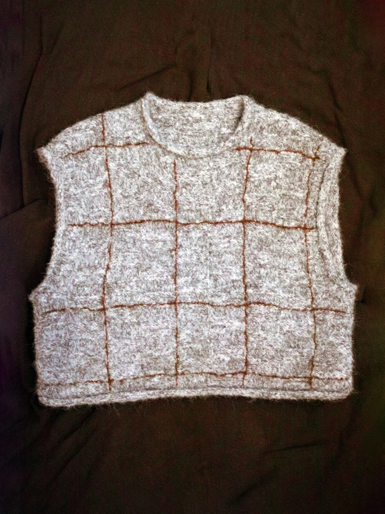 Hand Knit Grid Vest- Basalt