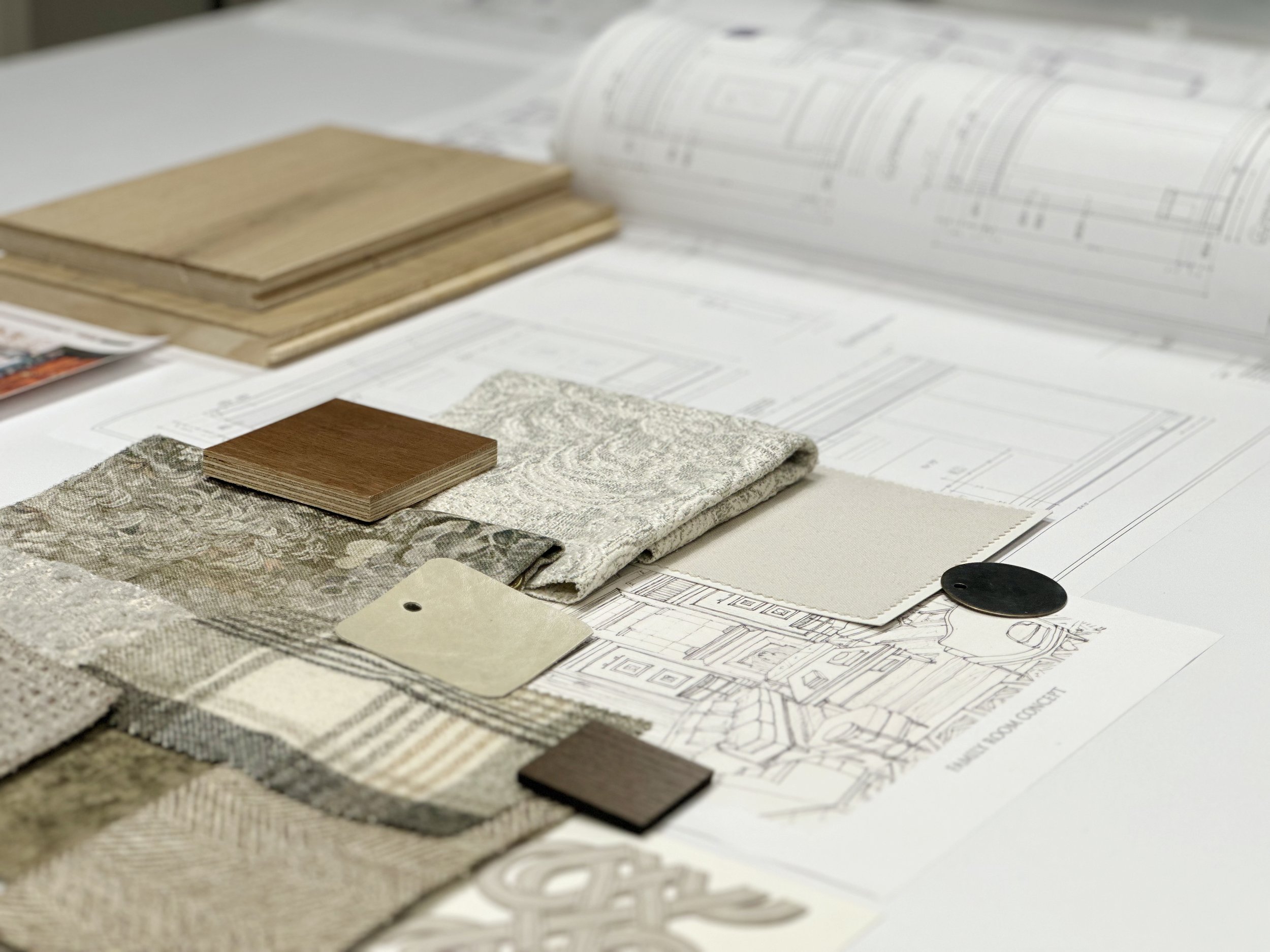 Interior Design Concept, Fabrics, Materials, Flooring, Sketches, Plans, Colours