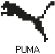 Pixelated black puma cat logo with the word PUMA beneath it.