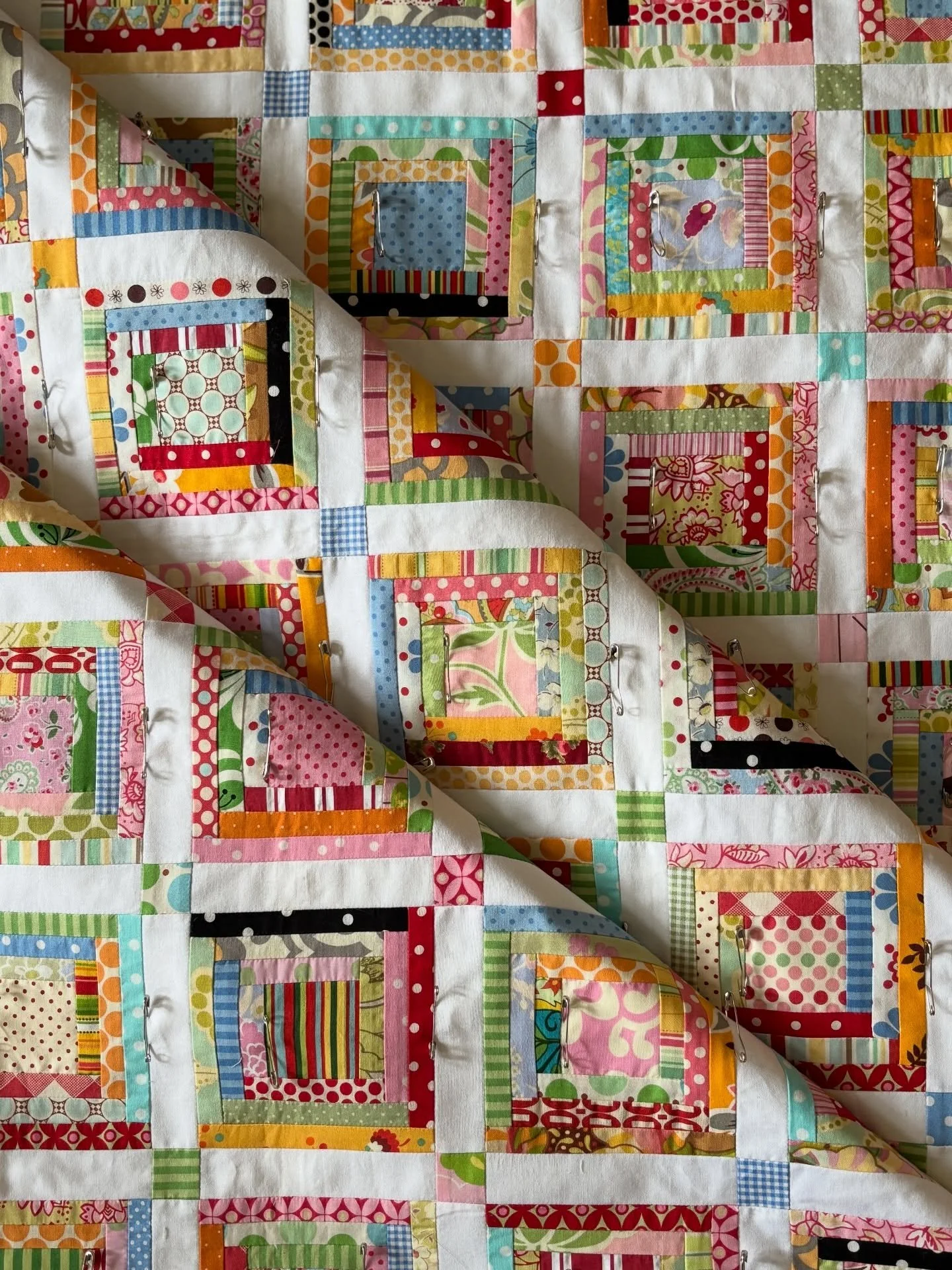 I&rsquo;ve had a few people ask how I sandwich my quilts for quilting. The process I use is almost always the same. 

I sandwich my three layers on my table top using bulldog clips to hold my fabrics in place, and mostly I used a little spray basting