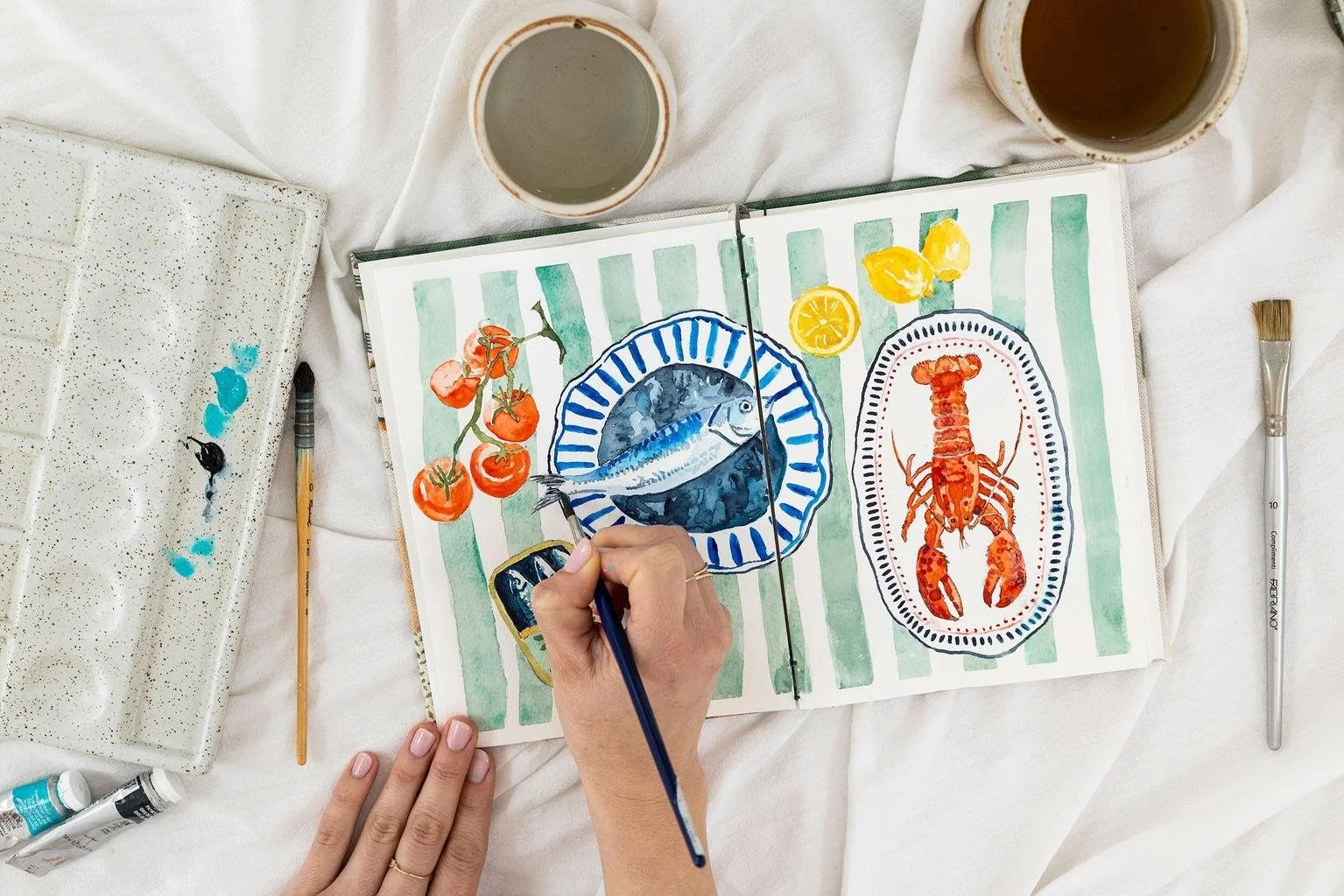 leah's mark coastal art beach sketchbook Mediterranean