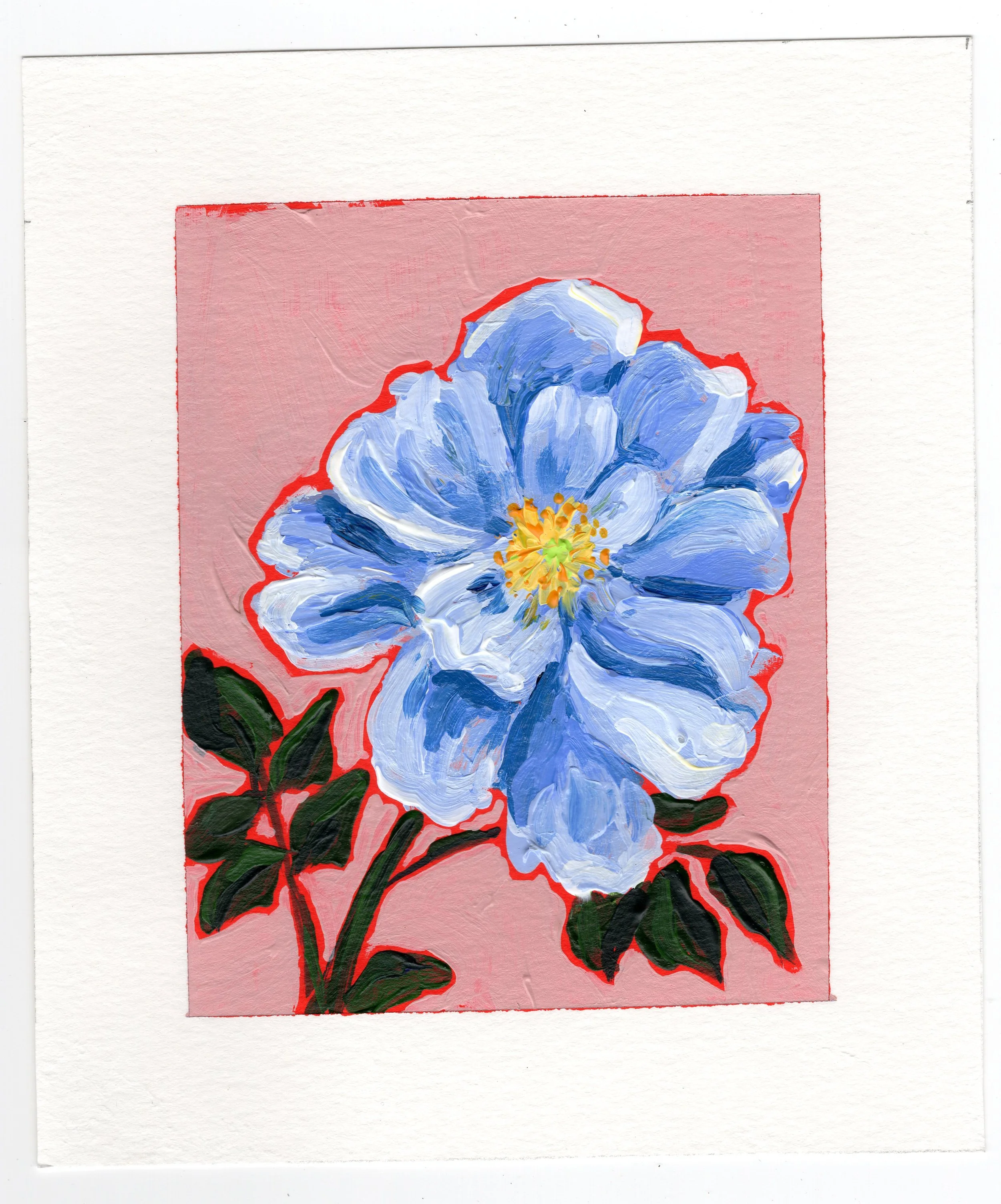 *SOLD* April 2 - Blue floral with Pink Background