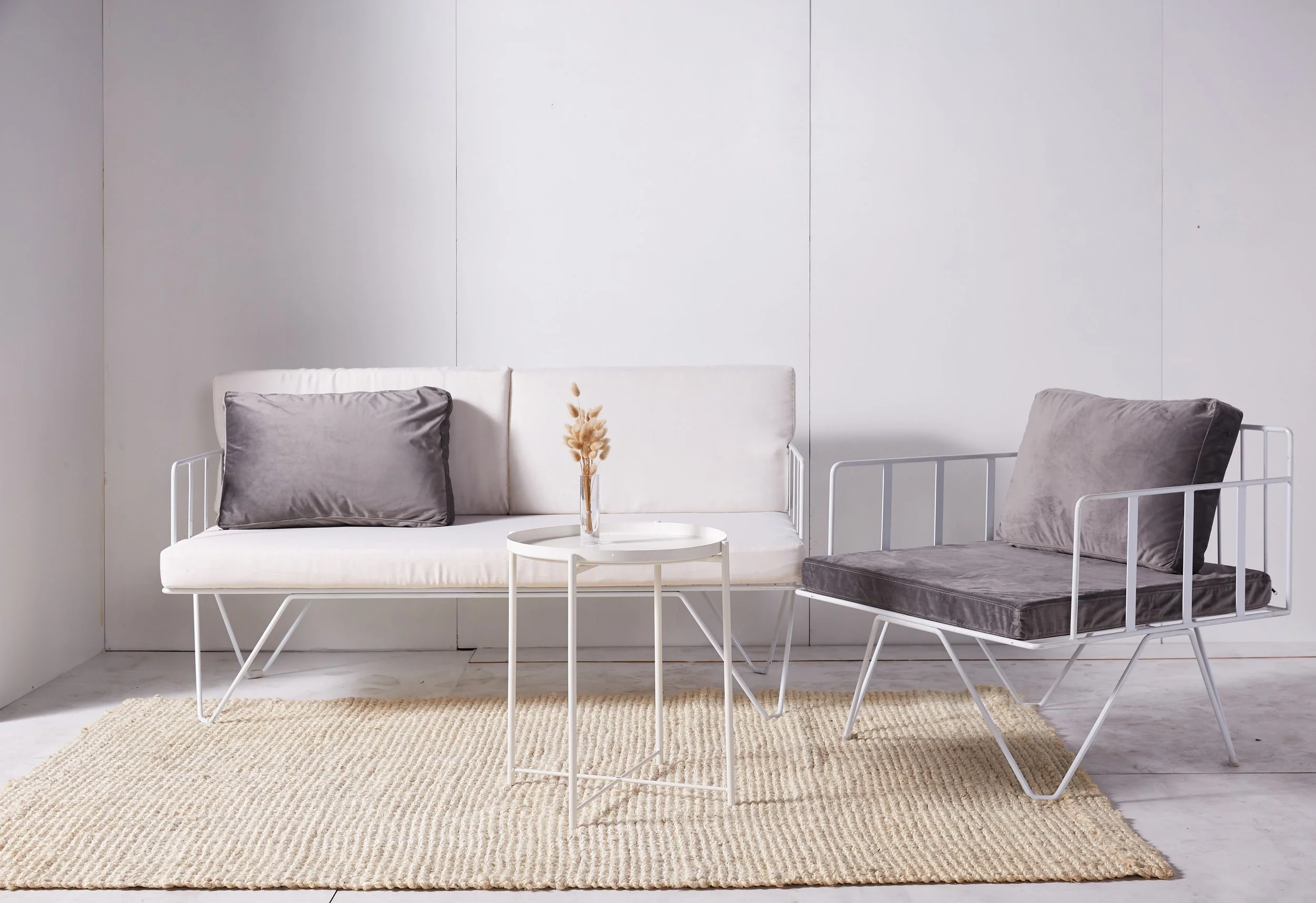 styled grey sofa