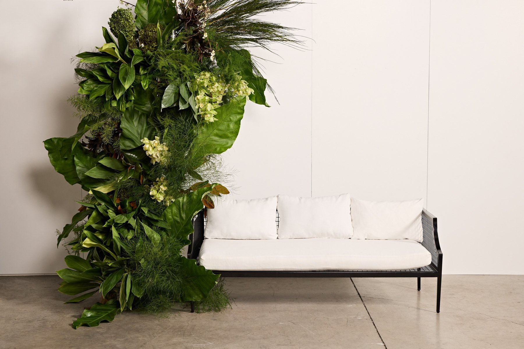 styled mesh sofa black white