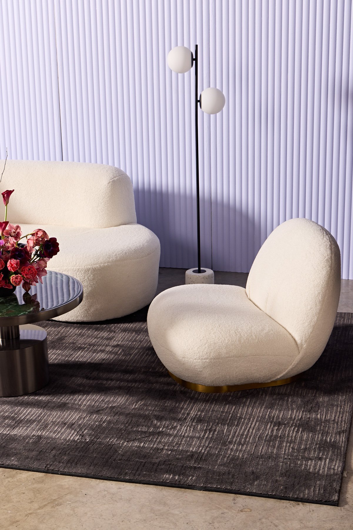 styled boucle armchair white