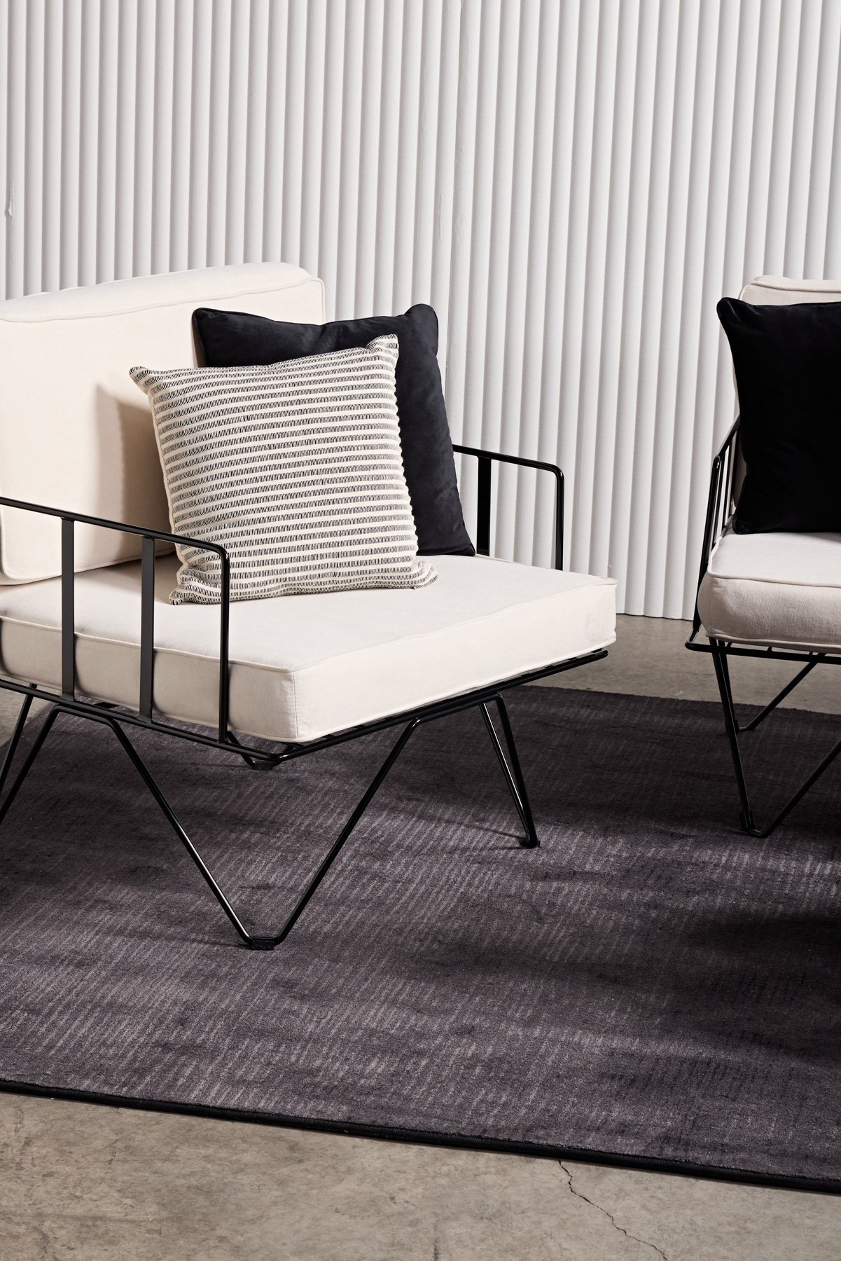 styled wire chair black white