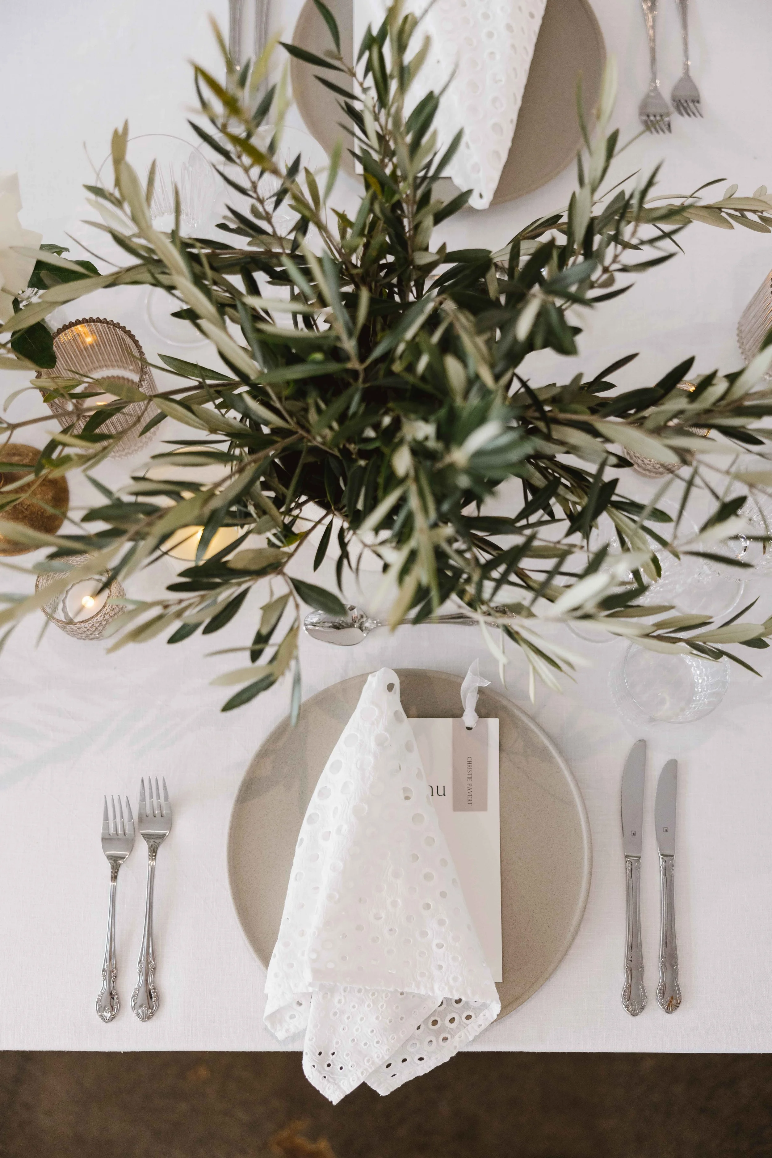 table setting with antique silver cutlery