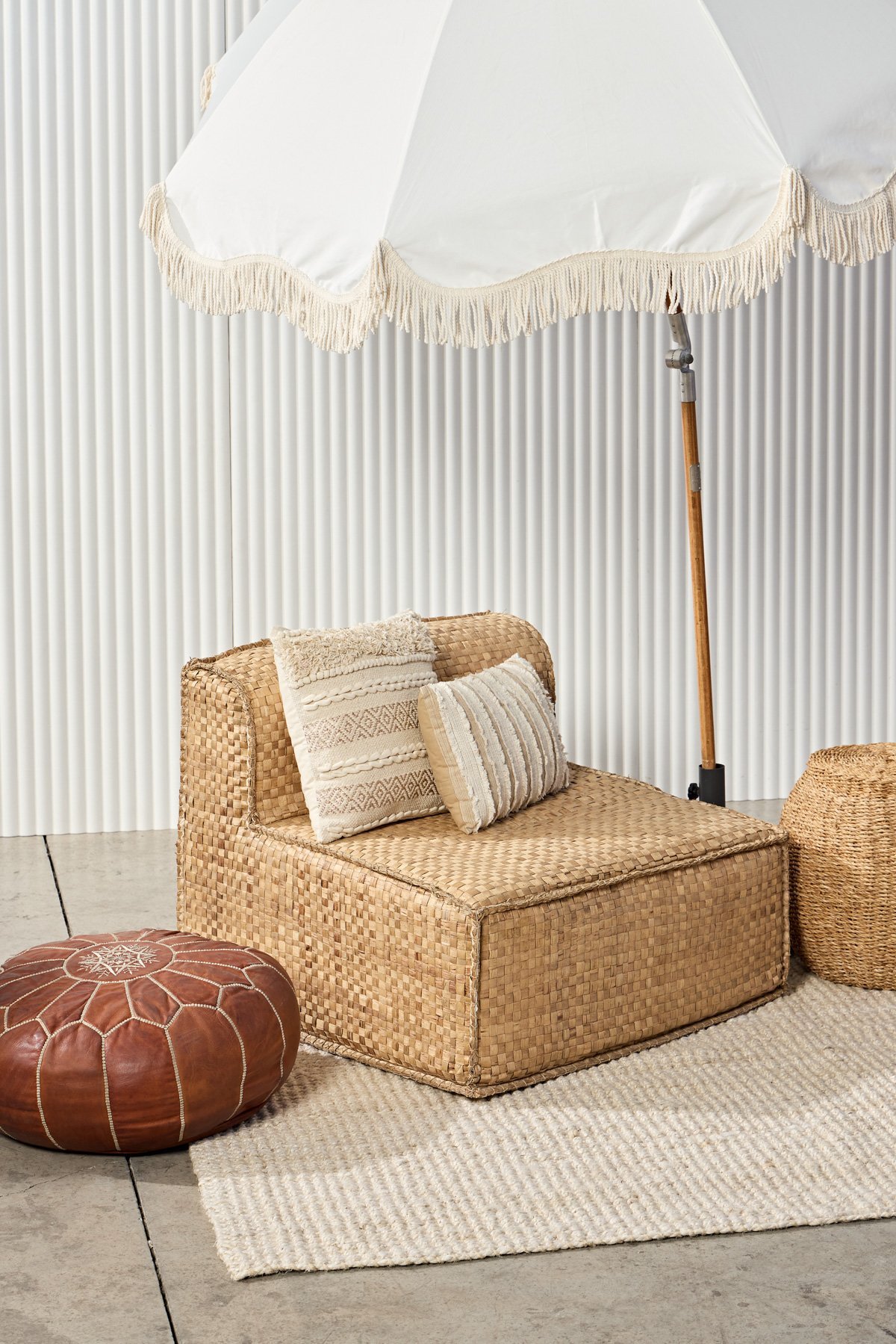 cream textured weave rug