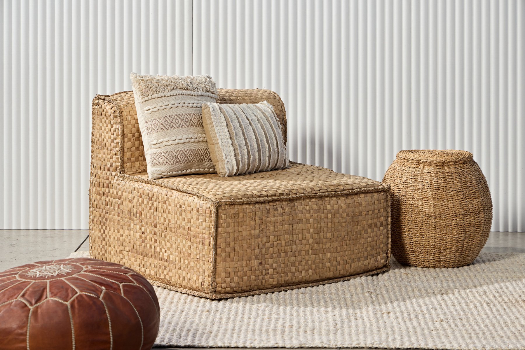 Moroccan gold stitch cushion