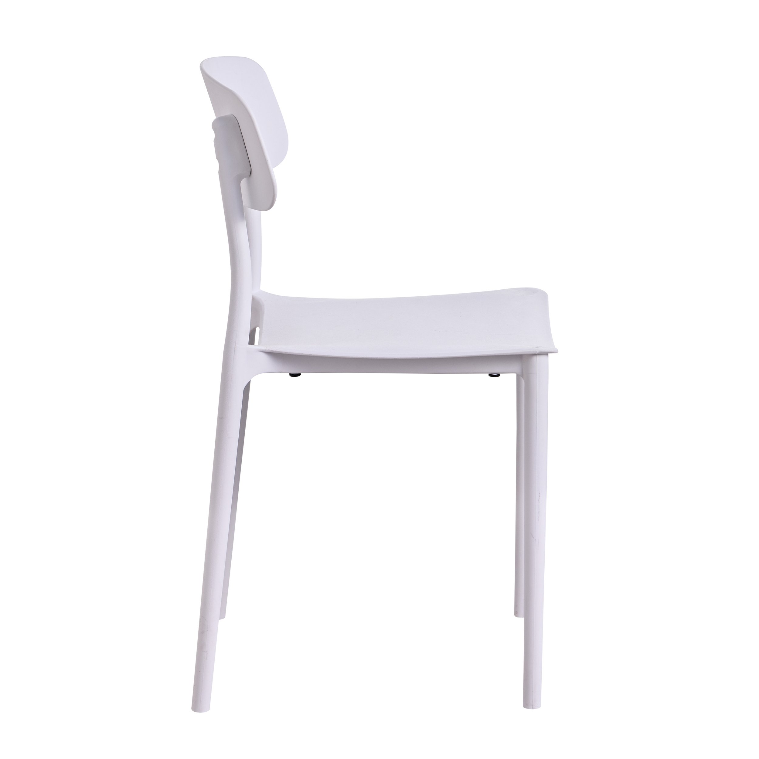 white plastic dining chair