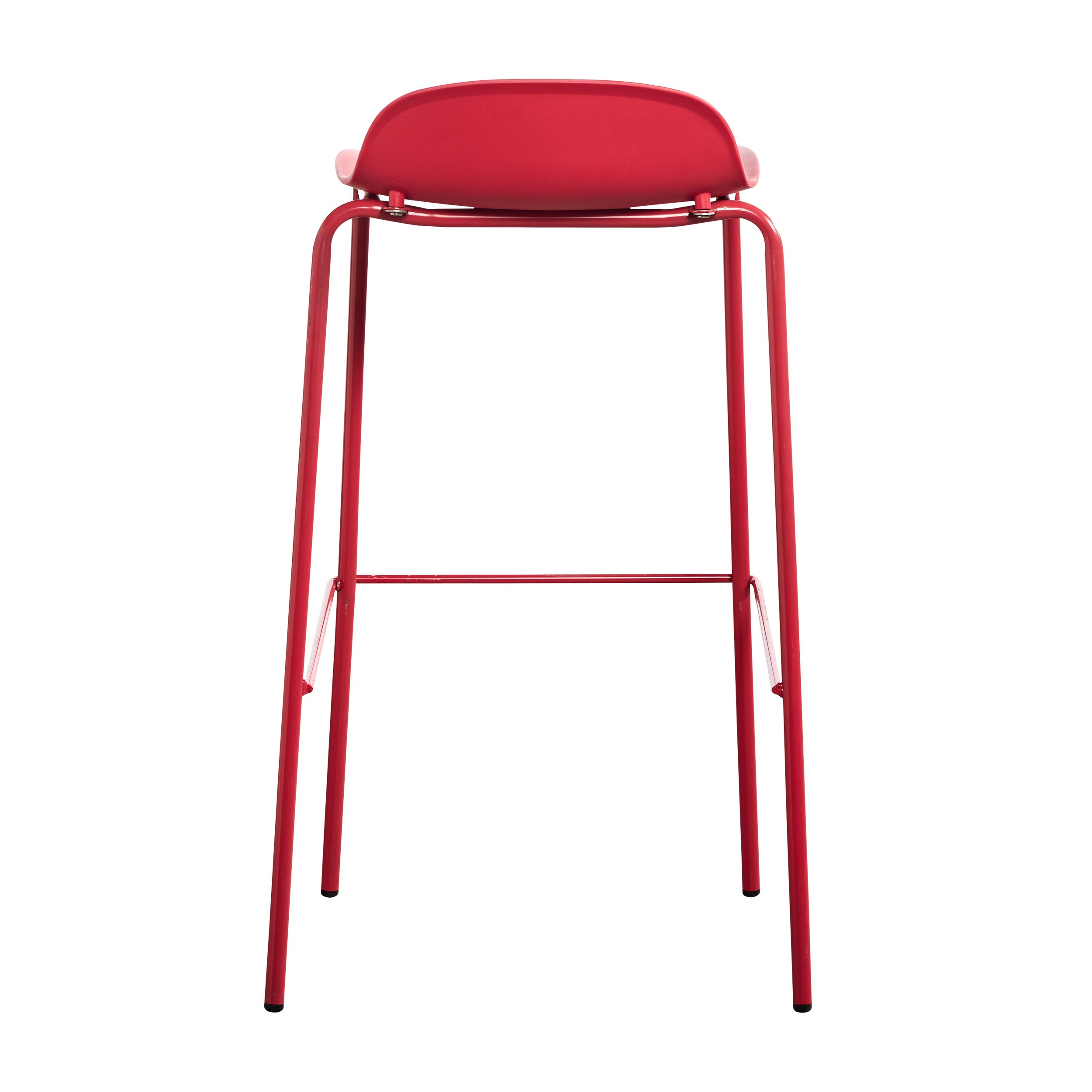 red plastic stool