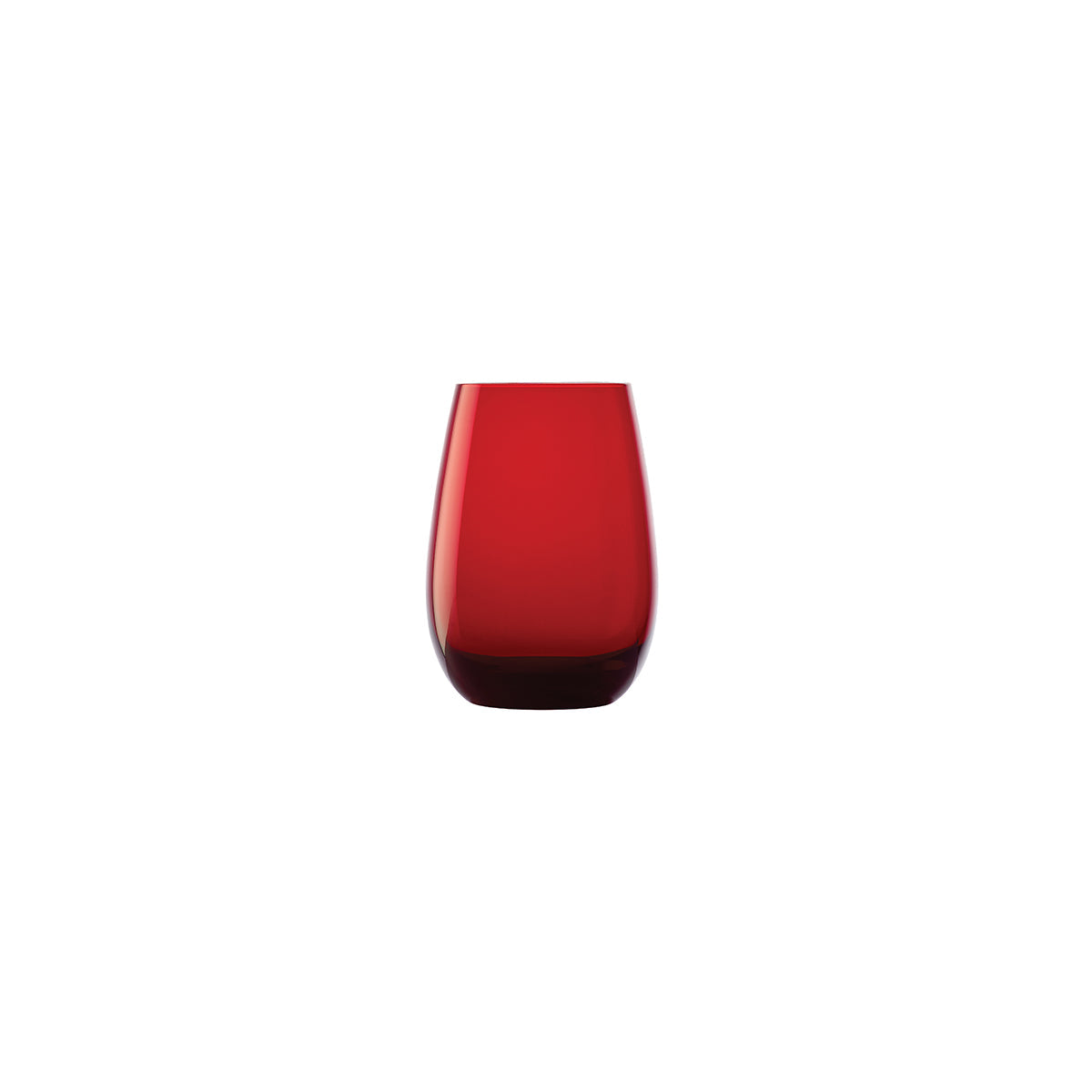 A red glass tumbler with a clean, refined design suitable for everyday use or formal table settings.