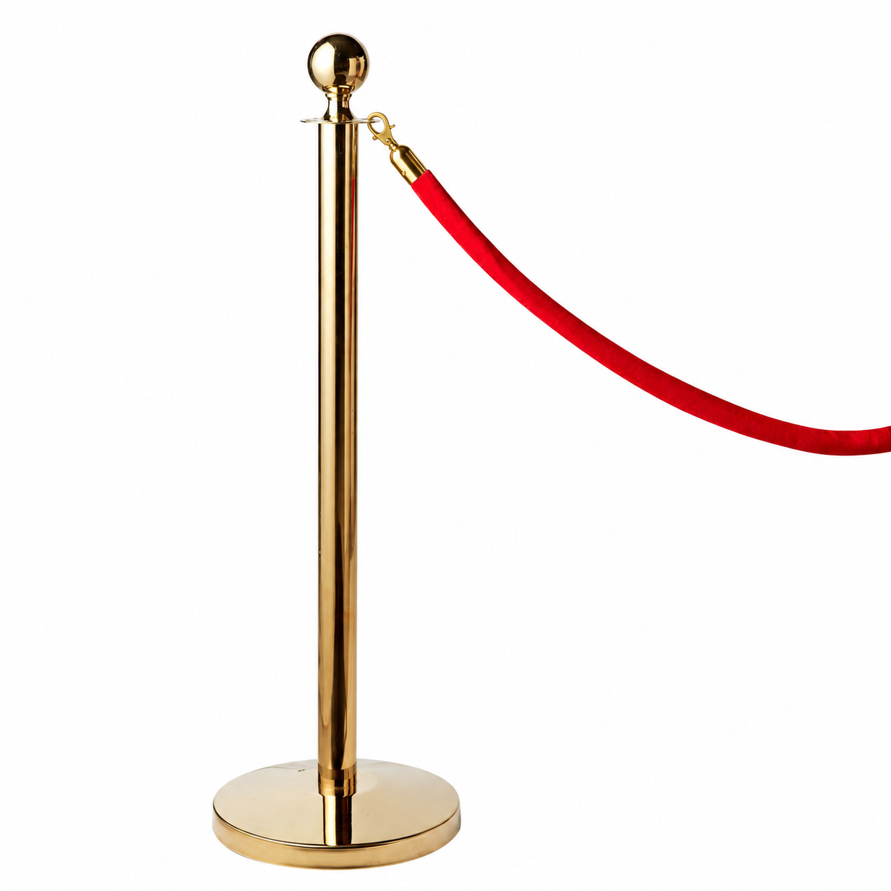 GOLD BOLLARD - RED VELVET ROPE