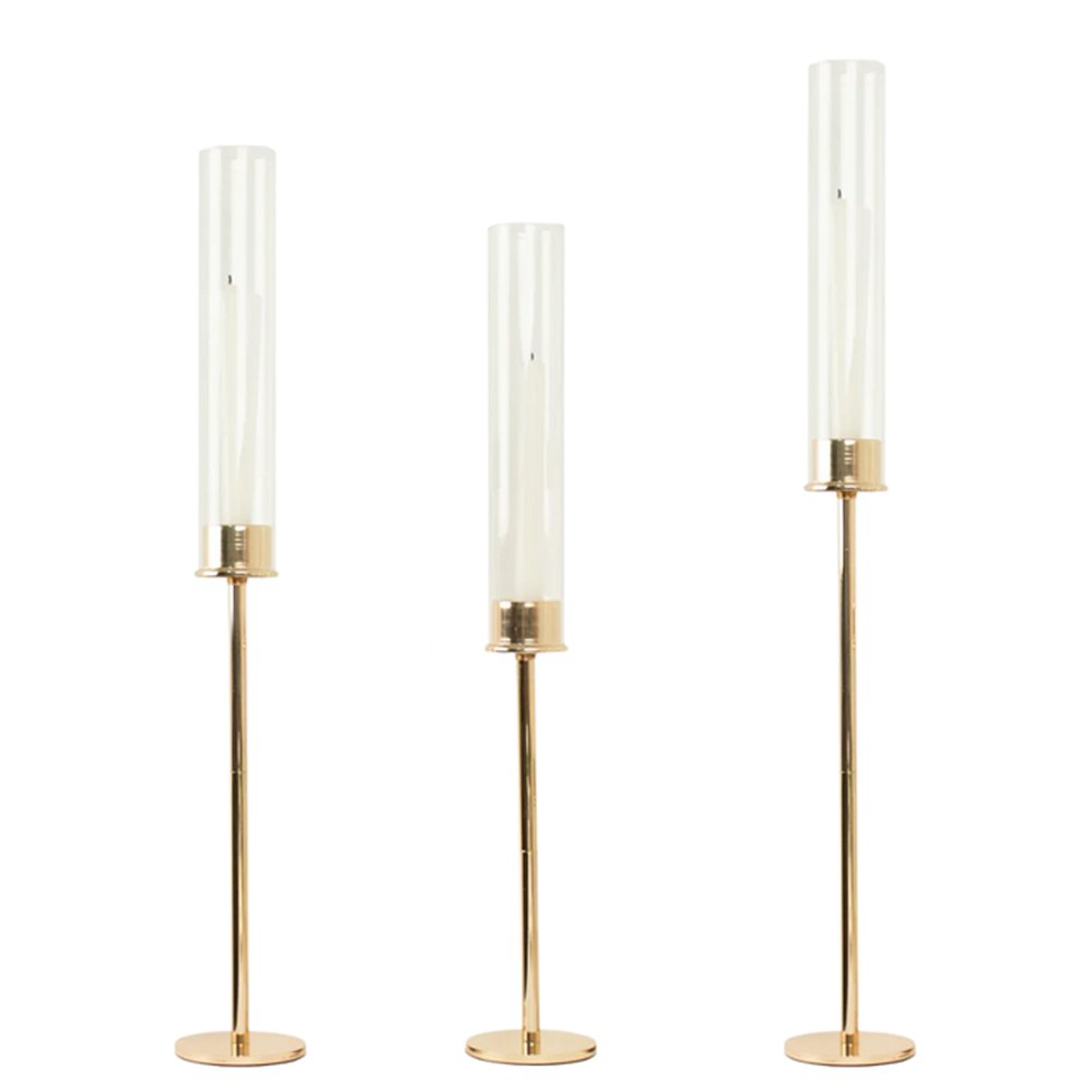 Candelabra - Gold with Glass Windlight