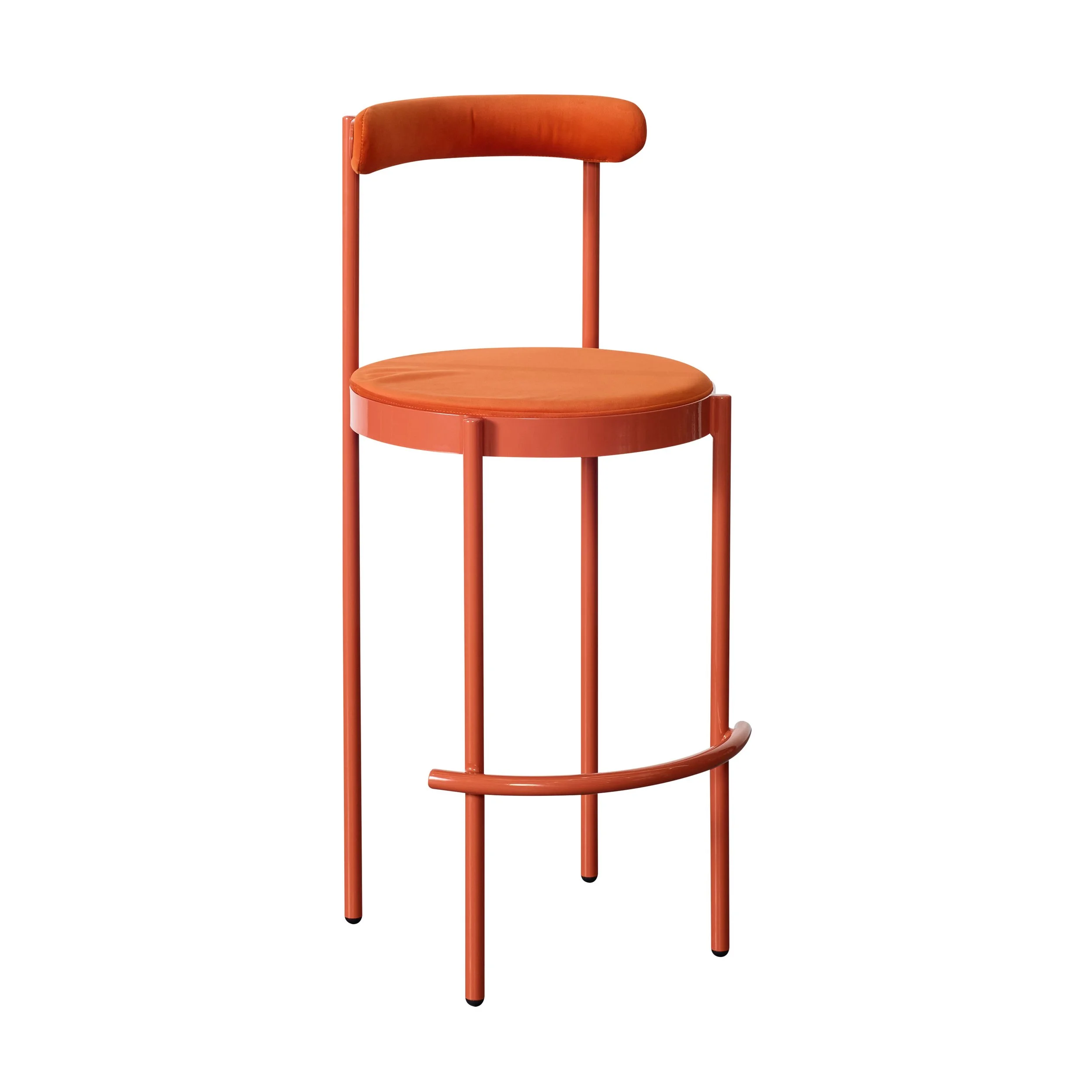 luxury orange velvet bar stool