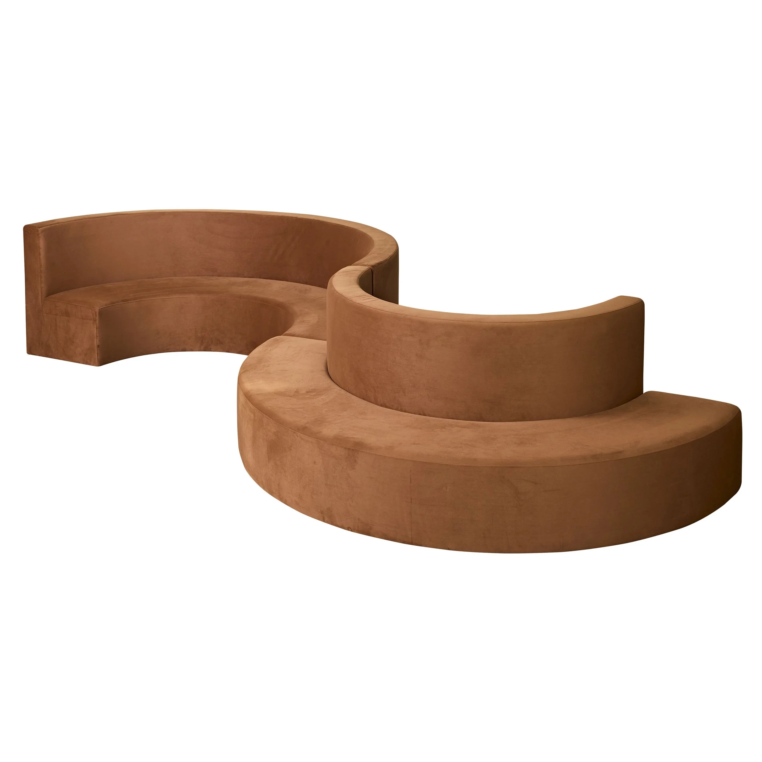 luxury chocolate brown S shaped modular sofa perfect for luxury lounging events