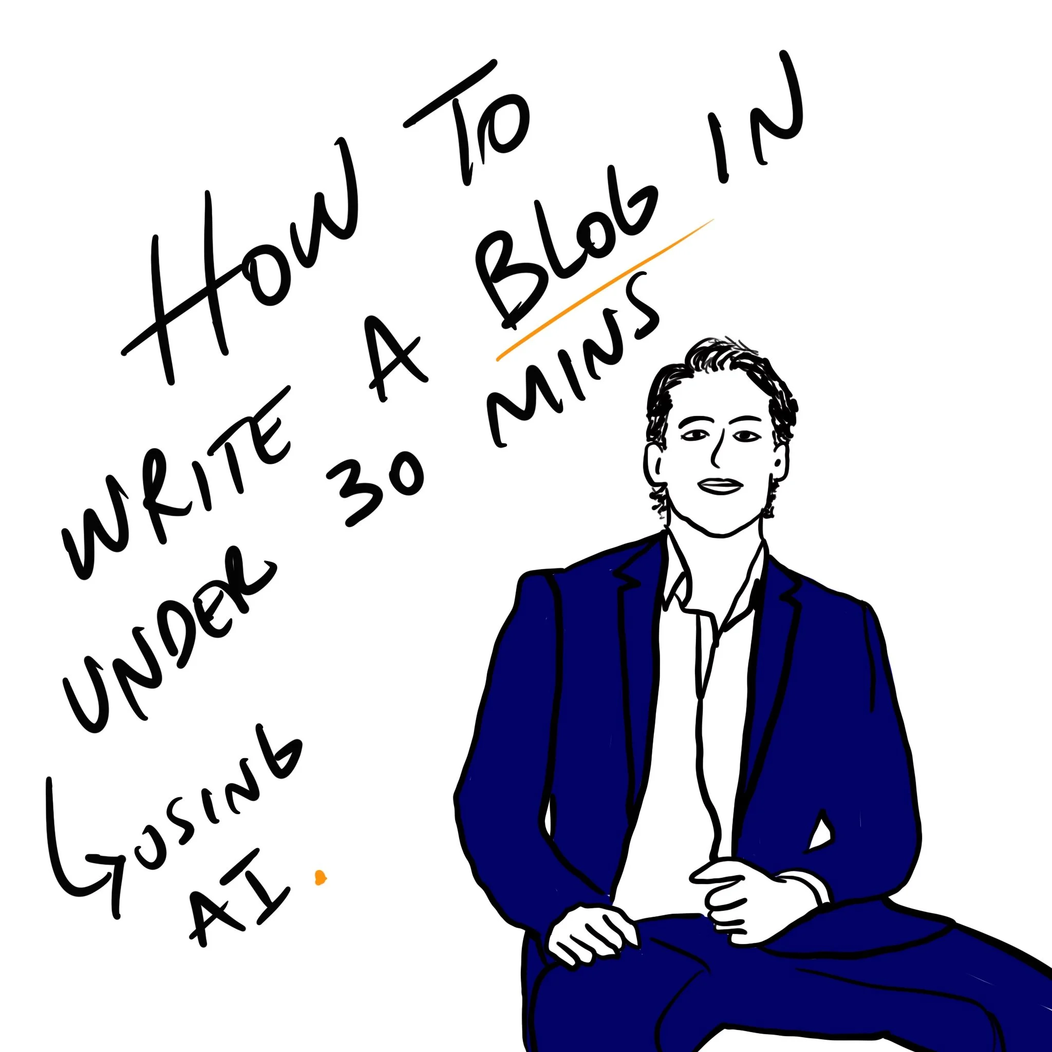 how to write a blog in under 30 minutes using ai - illustration - read the blog and learn leadership with brandON