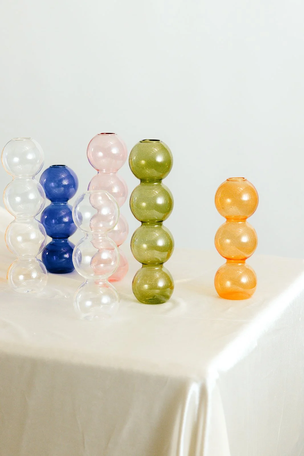 Colourful bubble bud vases