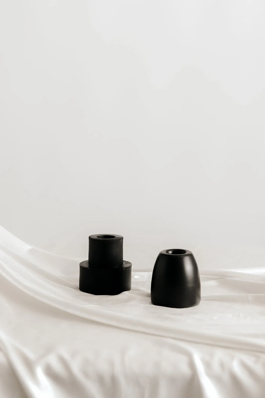 Black ceramic candle holders