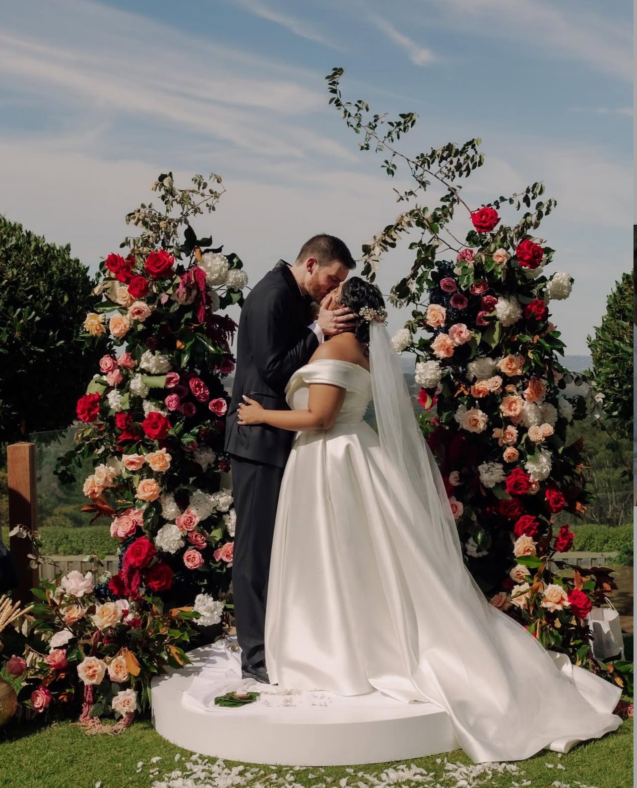 white stage platform