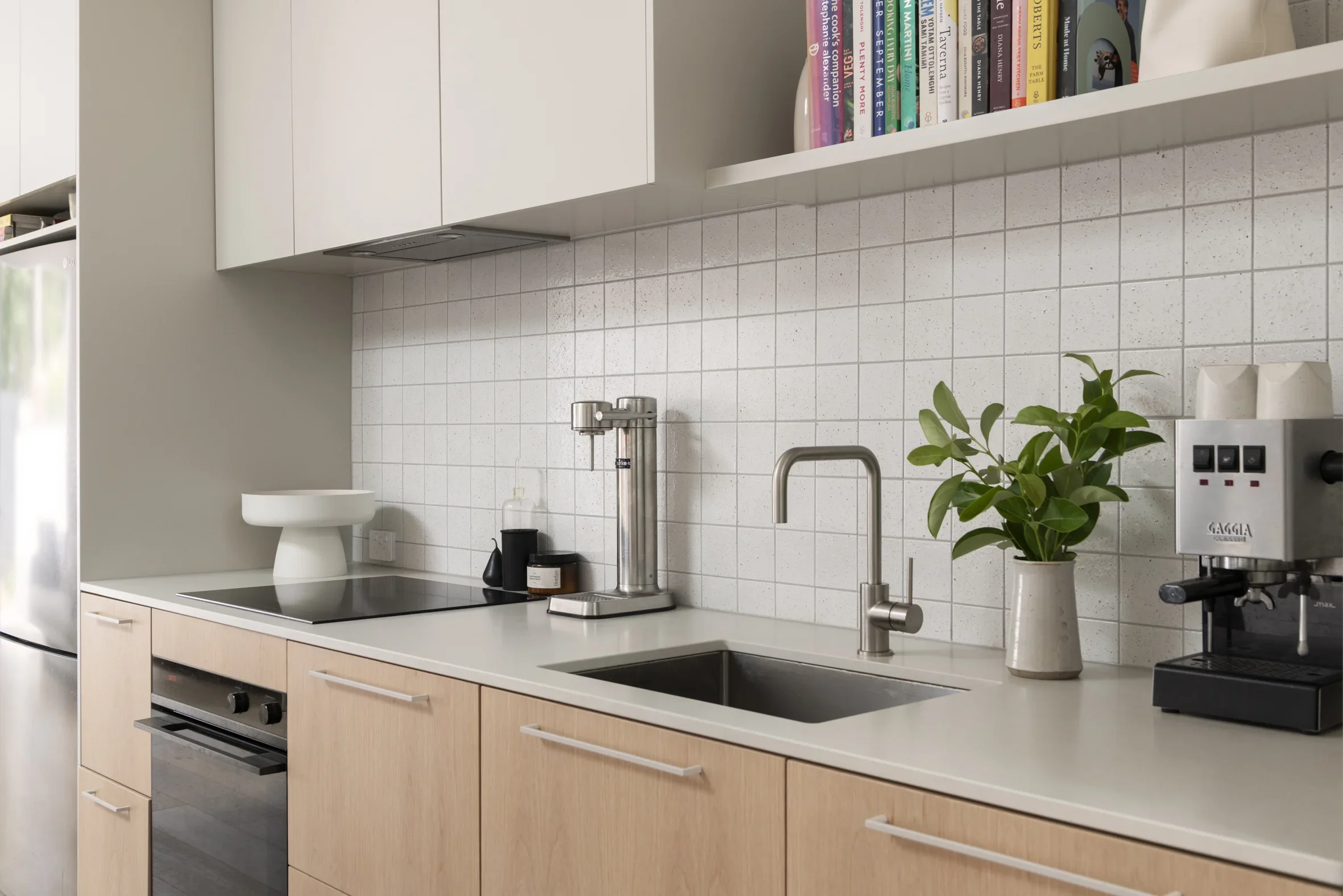 Modern residential Kitchen bench in Carlton North by Dean McCredden Architect.