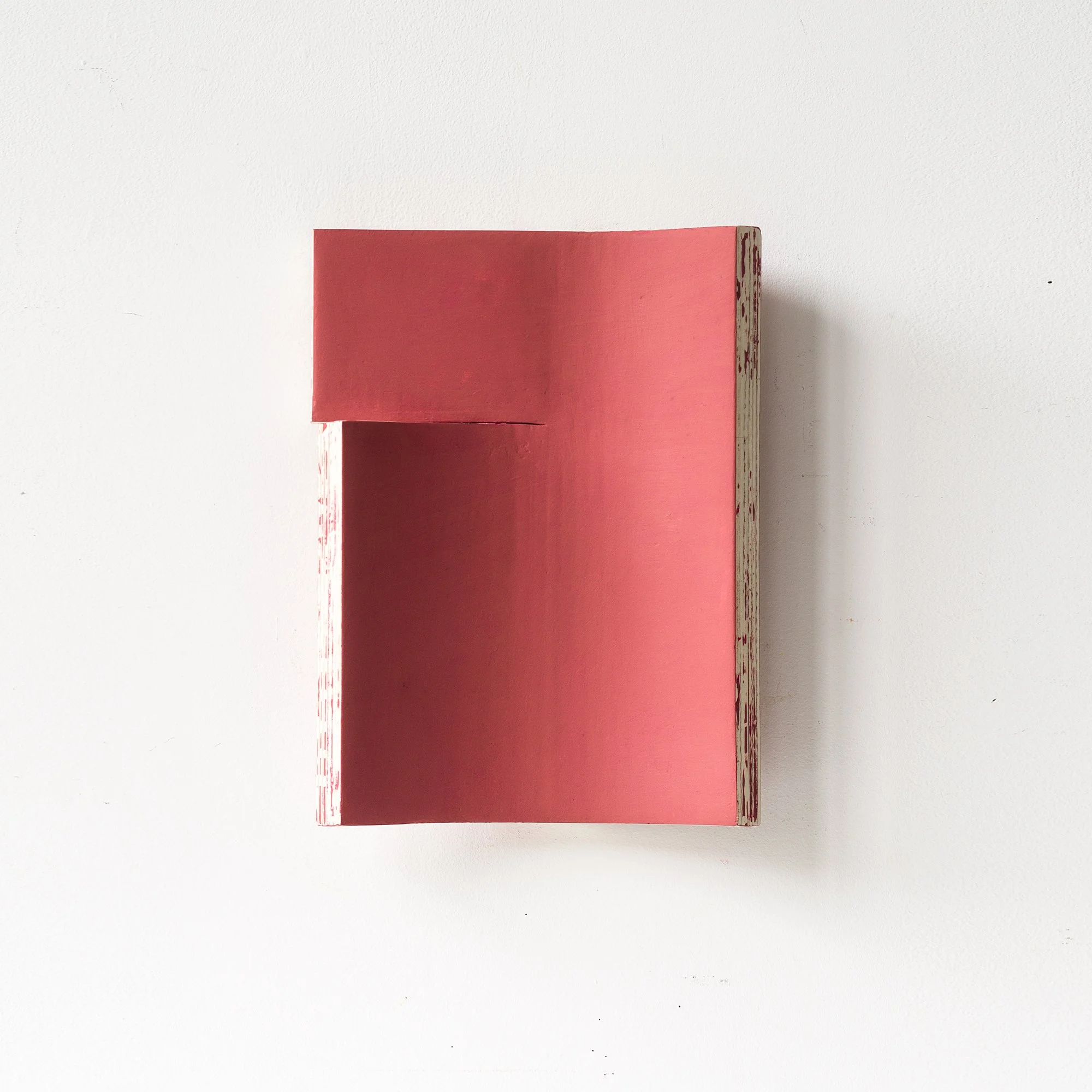 Add architectural elegance to your space with this modern red wall sculpture, a one-of-a-kind (OOAK) minimalist artwork handmade from reclaimed cardboard. This geometric abstract piece is both sculptural and painterly, featuring clean lines, subtle d