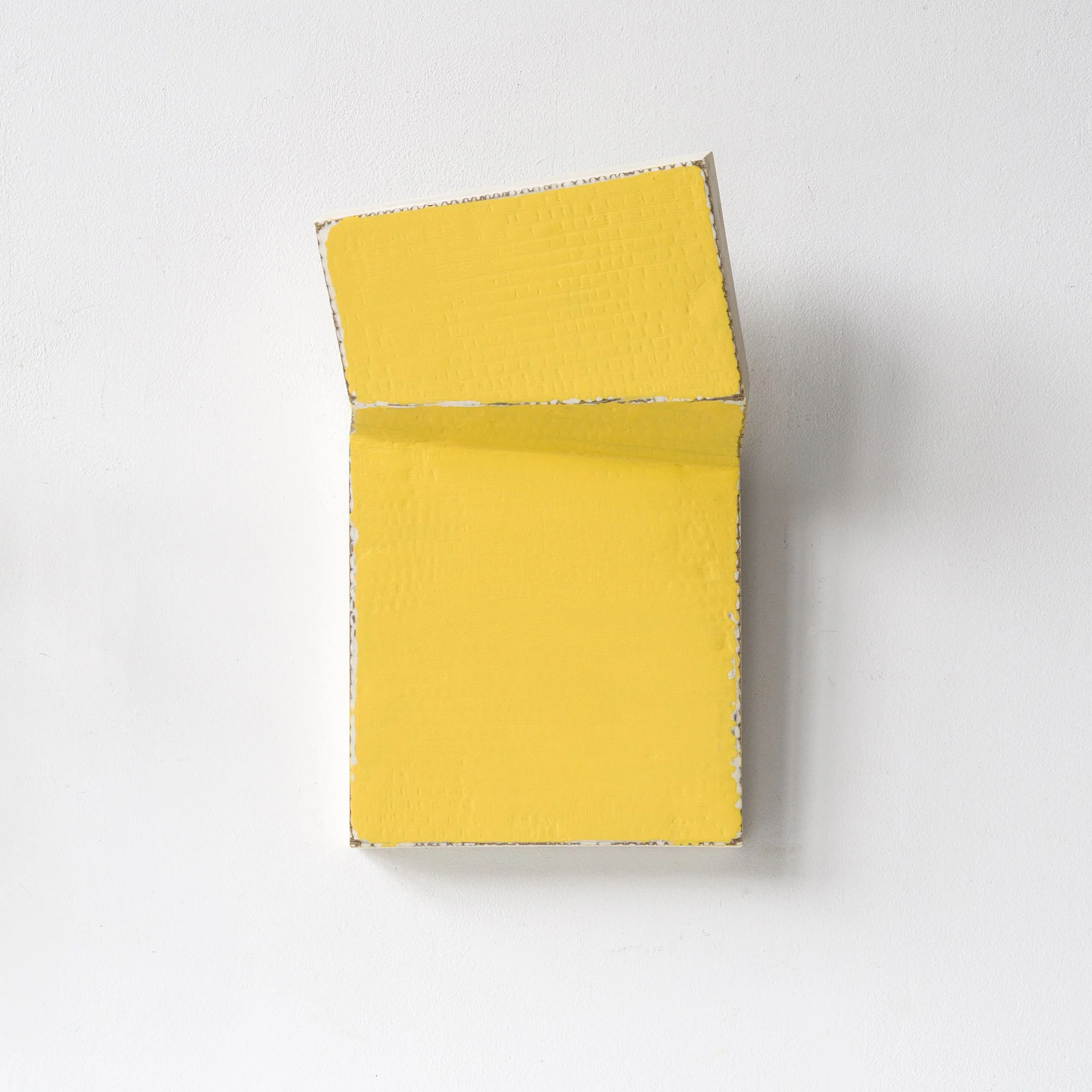Yellow Minimalist Wall Sculpture, Plaster Relief Artwork for Contemporary Interiors