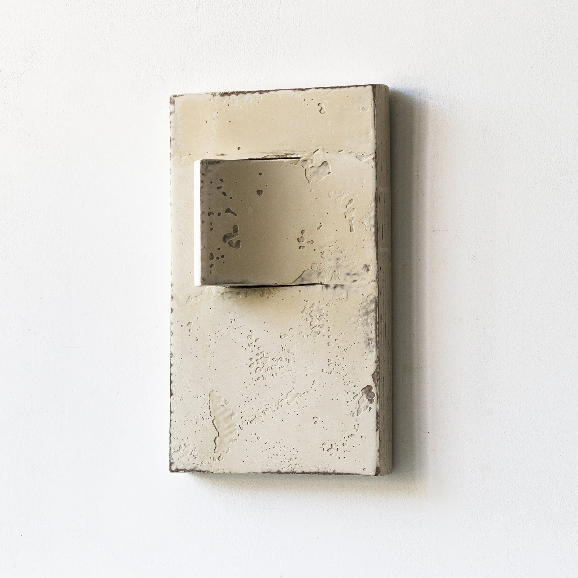 Original Minimalist Wall Sculpture, Beige Geometric Relief Object