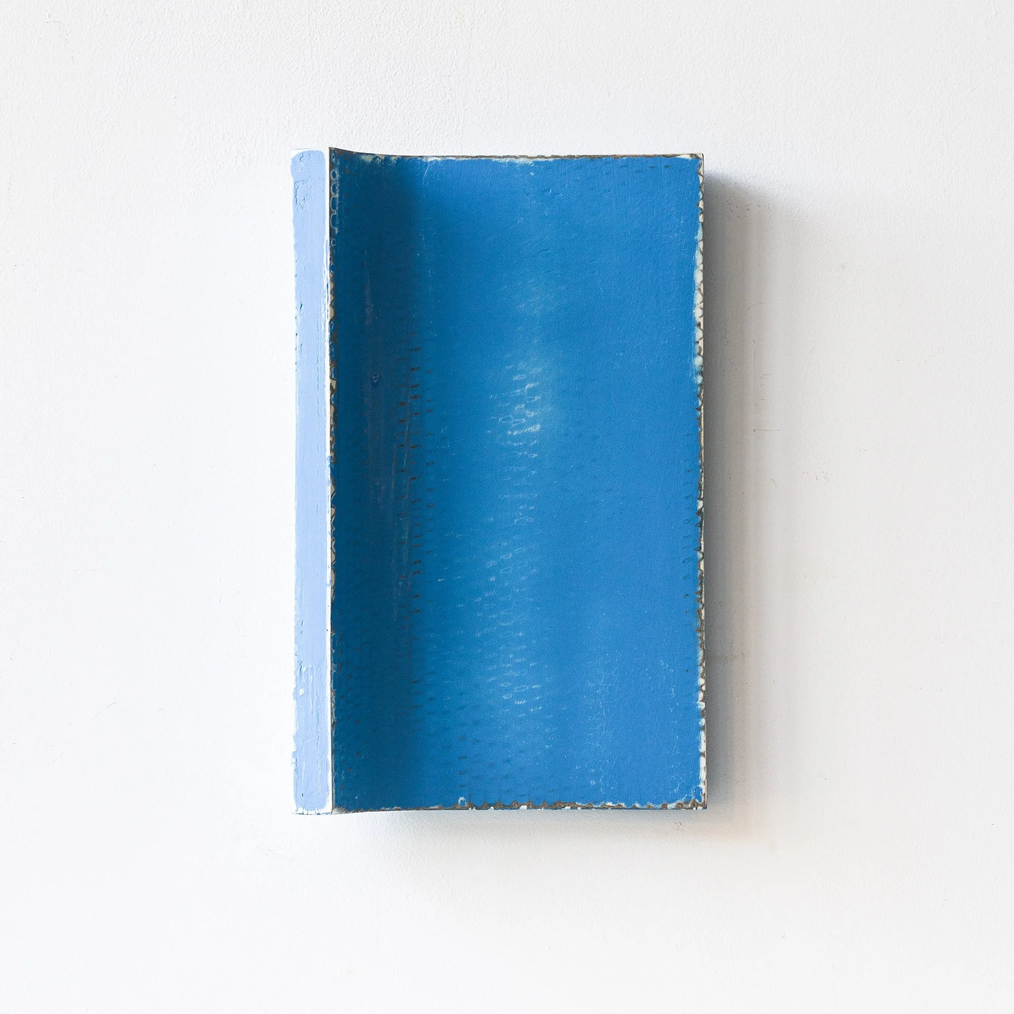 Minimalist Abstract Wall Sculpture, Blue Vertical Relief, Original Contemporary Wall Art