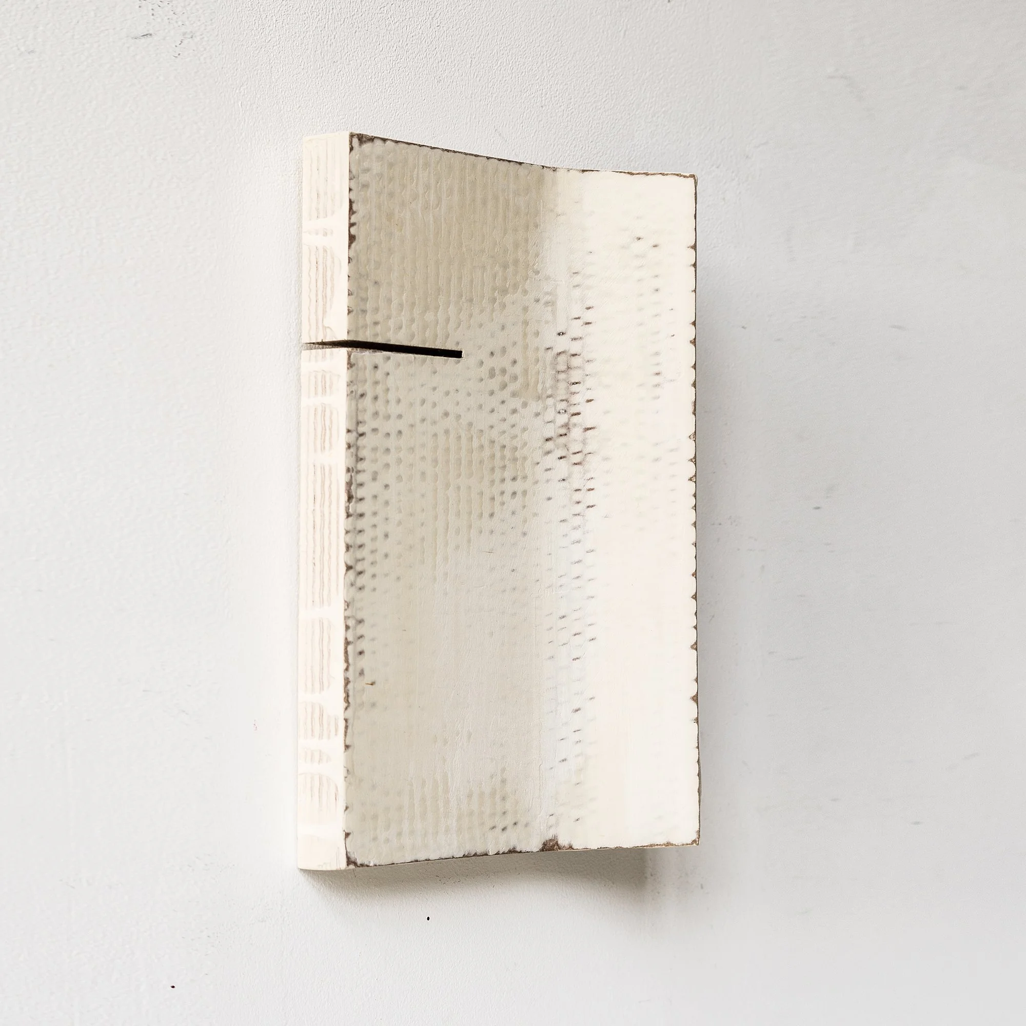 Minimalist Wall Sculpture – Small Original Cardboard Relief Art in Neutral Tones, Textured Folded Form for Modern Interior Spaces