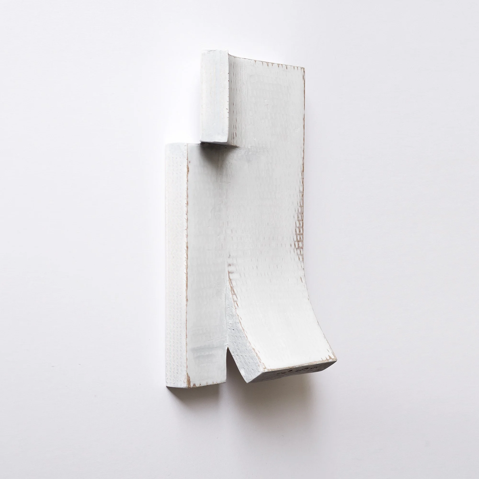 Small Minimalist Wall Object – Light Gray Sculptural Form