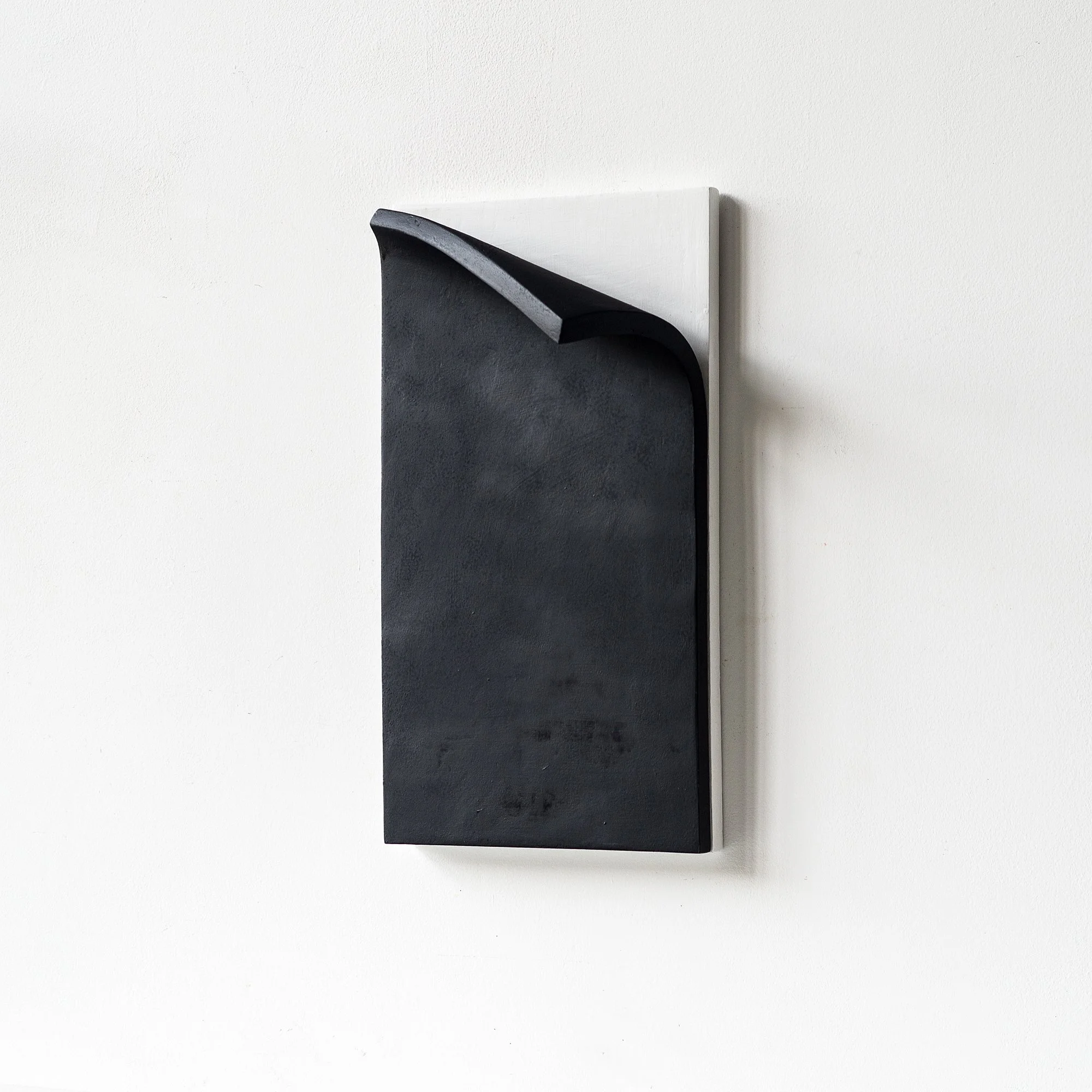 Original 3D Cardboard Wall Sculpture: Minimalist Black and White Abstract Artwork