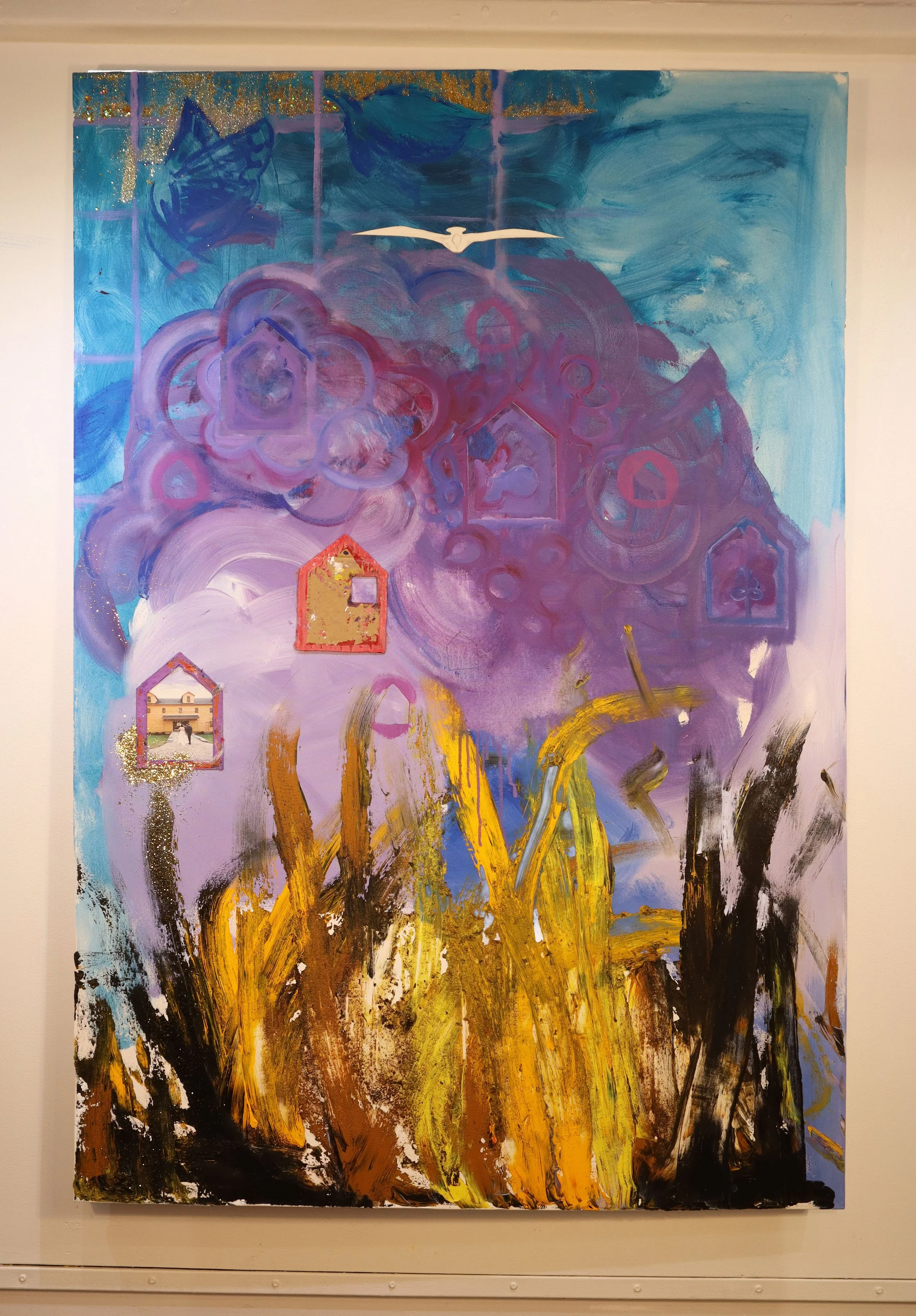"Piero's Dove Over the Berkshires"
Acrylic and Mixed Media on Canvas
72 x 48
2025

