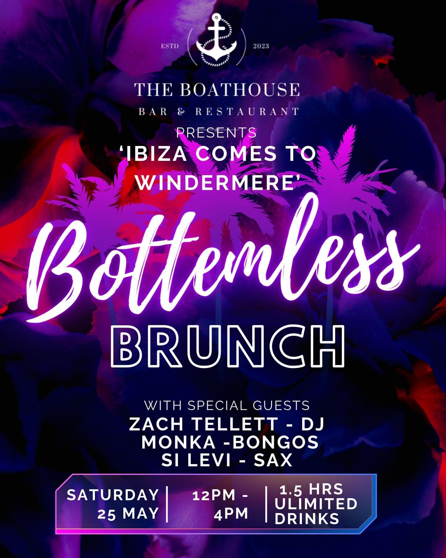 We can&rsquo;t wait for this one🎶🍾

IBIZA COMES TO WINDERMERE - Bottomless Burch done the right way! 🥂

Saturday 25 May - 12pm - 4pm 
3 Course Brunch! 🍽️
1.5 hours Bottomless Drinks 🍸 
Swipe to see Menus -&gt; 

With Special Guests 
@thisismonka