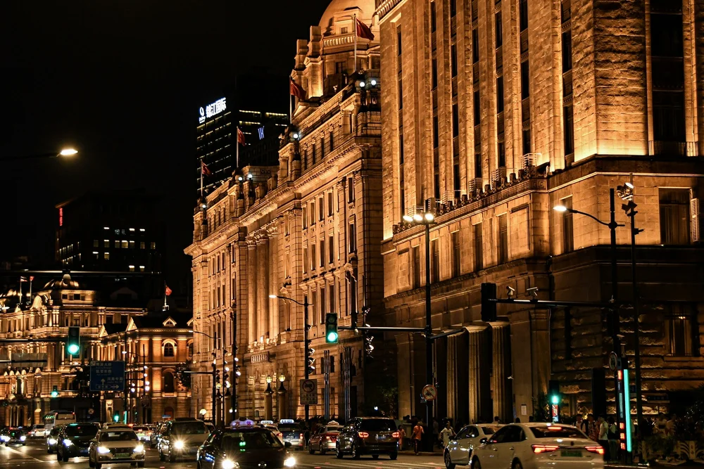 The Bund and its imposing buildings.