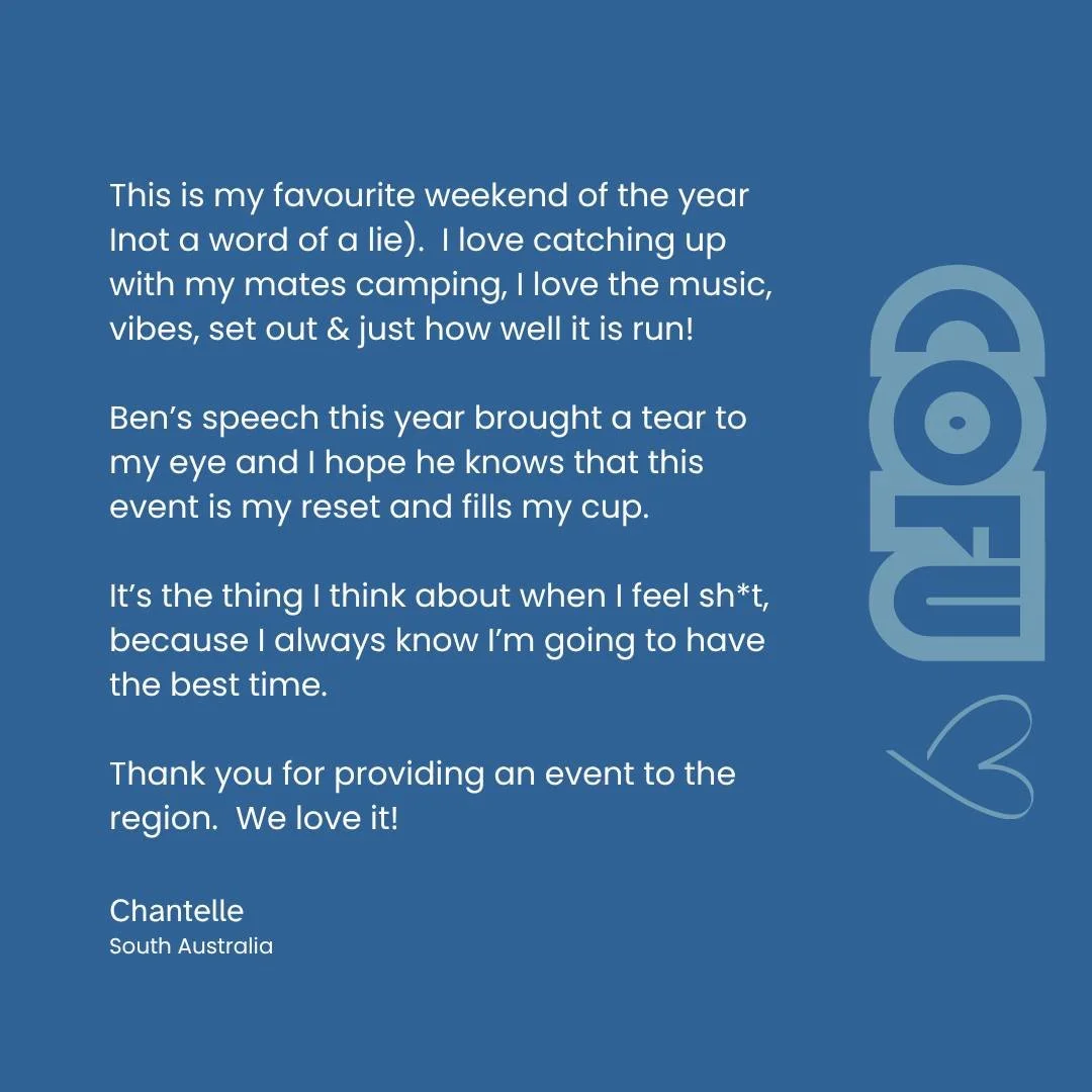 This means the WORLD!  Thank you for sharing your story Chantelle, and that COFU lives on in you each and every year 💙