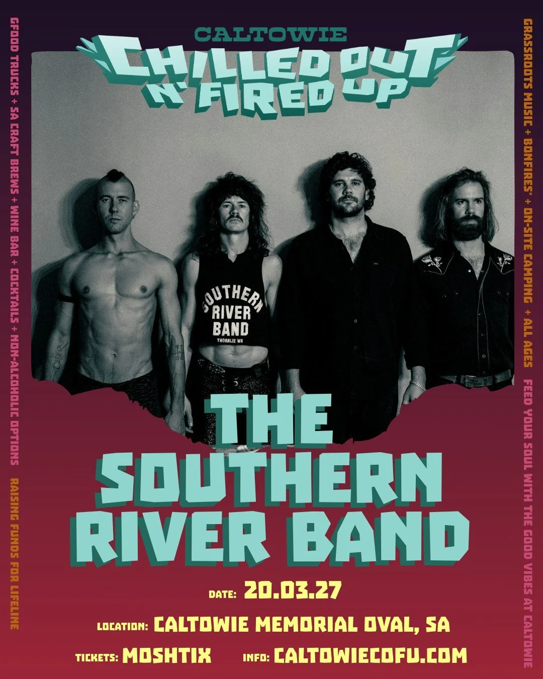🔥 THE CALTOWIE #COFU2027 LINEUP IS HERE! 🔥

12 hours of live tunes, ice-cold SA craft brews, delicious local eats and plenty of good times ahead! Get ready to sing along and dance to:

@thesouthernriverband
@19twenty
@funk_me_band
@rattamango
@thei