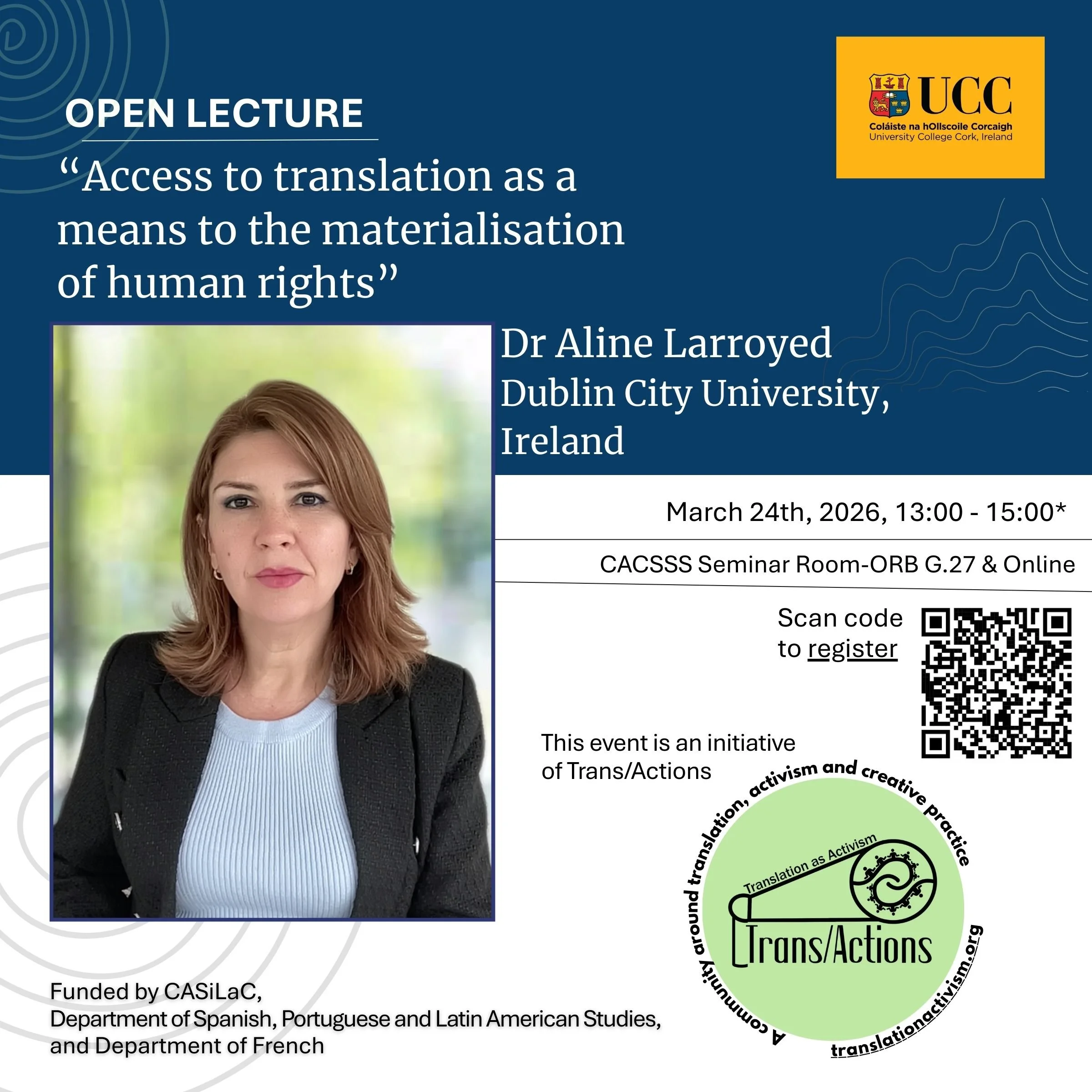  "Access to translation as a means to the materialisation of human rights" with Dr. Aline Larroyed