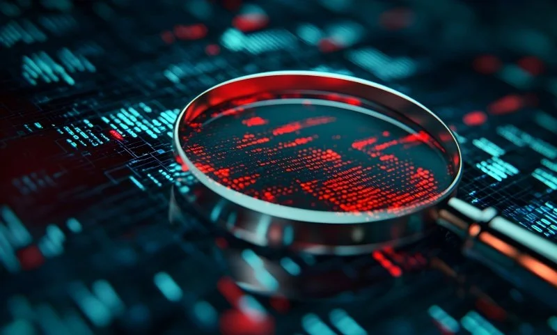 A lens on an electronic screen.